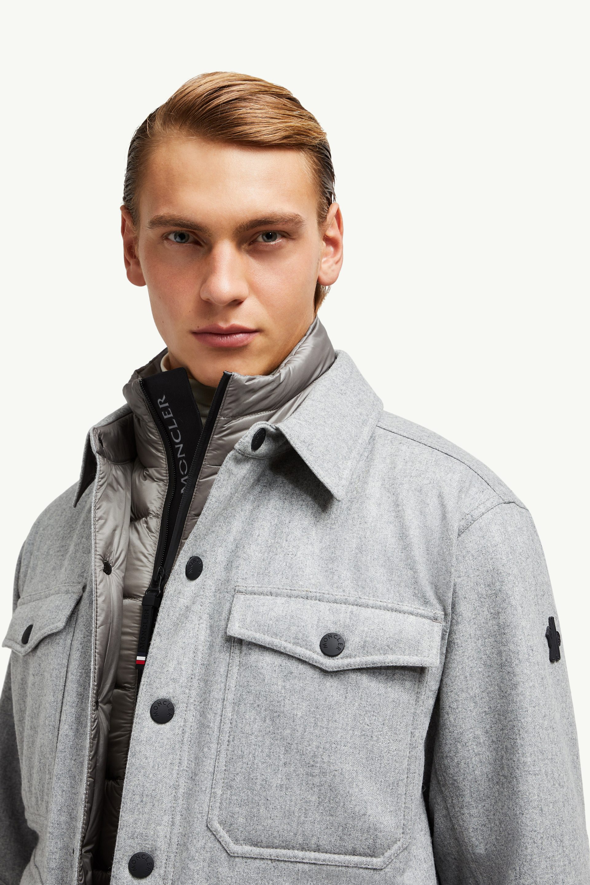 Antuco Daunenhemdjacke aus Wolle Herren Grau Moncler 1