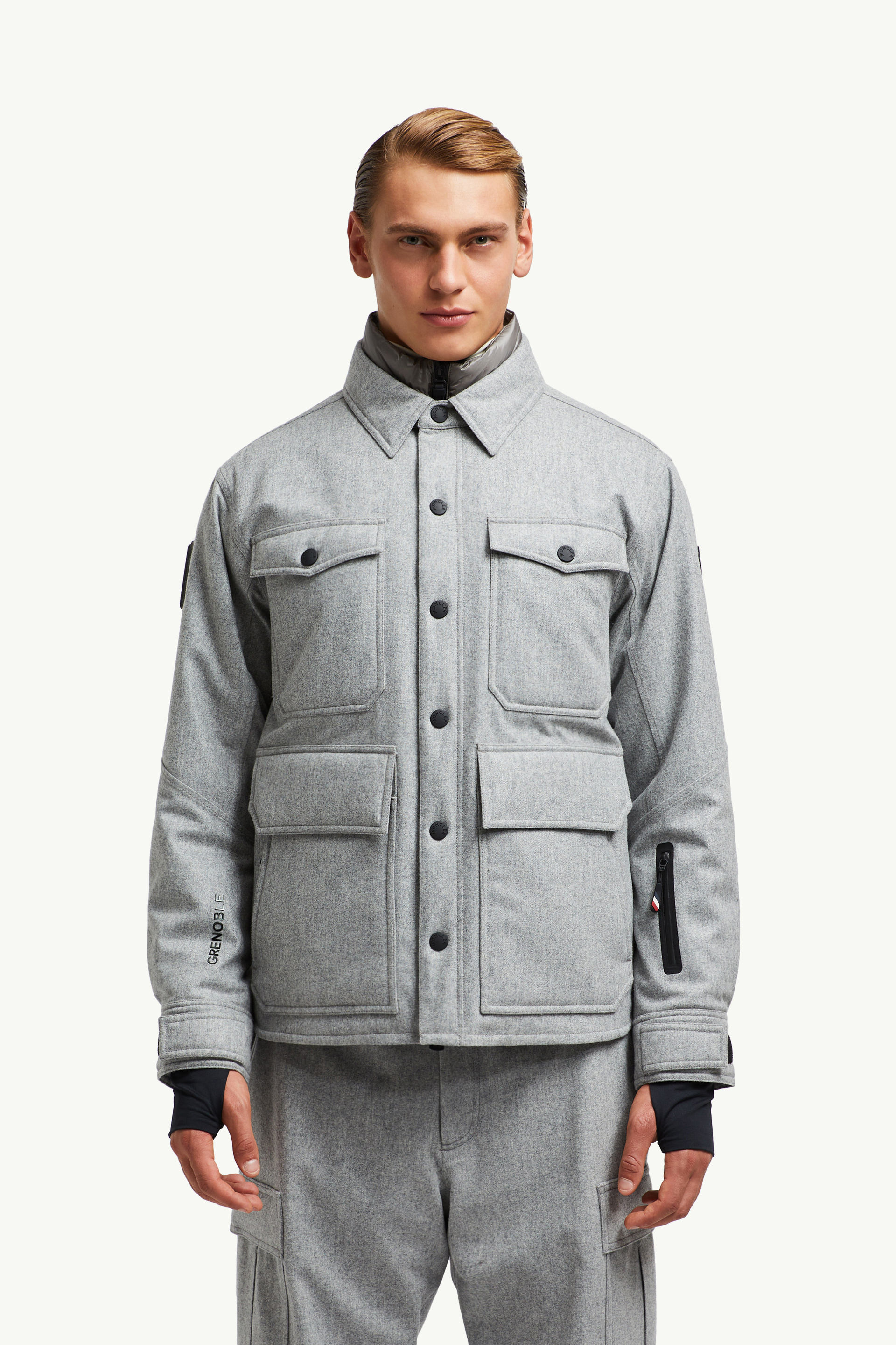 Antuco Daunenhemdjacke aus Wolle Herren Grau Moncler 3