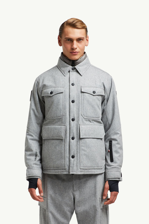 Antuco Wool Down Shirt Jacket Men Gray Moncler 3