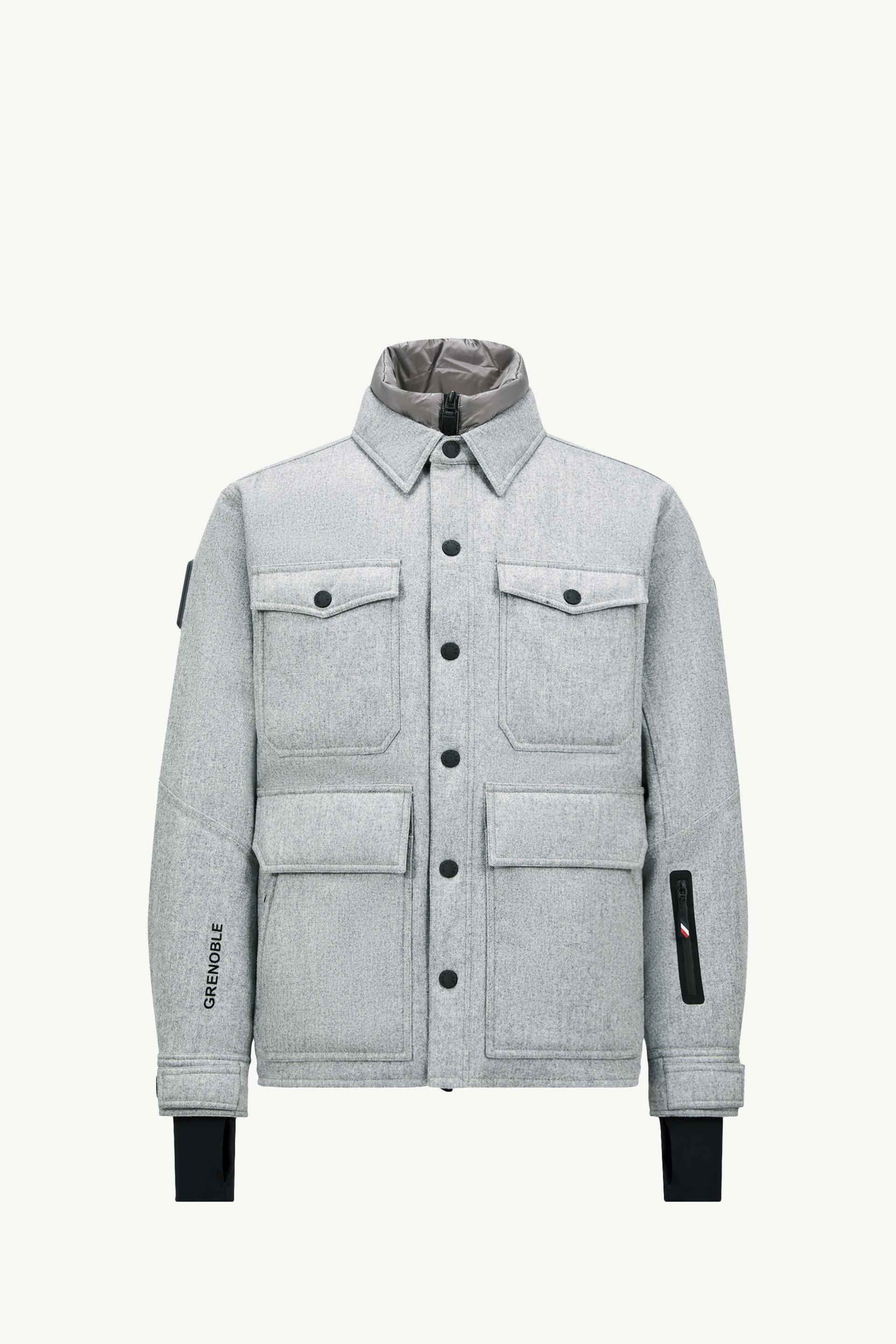 Grey Antuco Wool Down Shirt Jacket - Short Down Jackets for Men