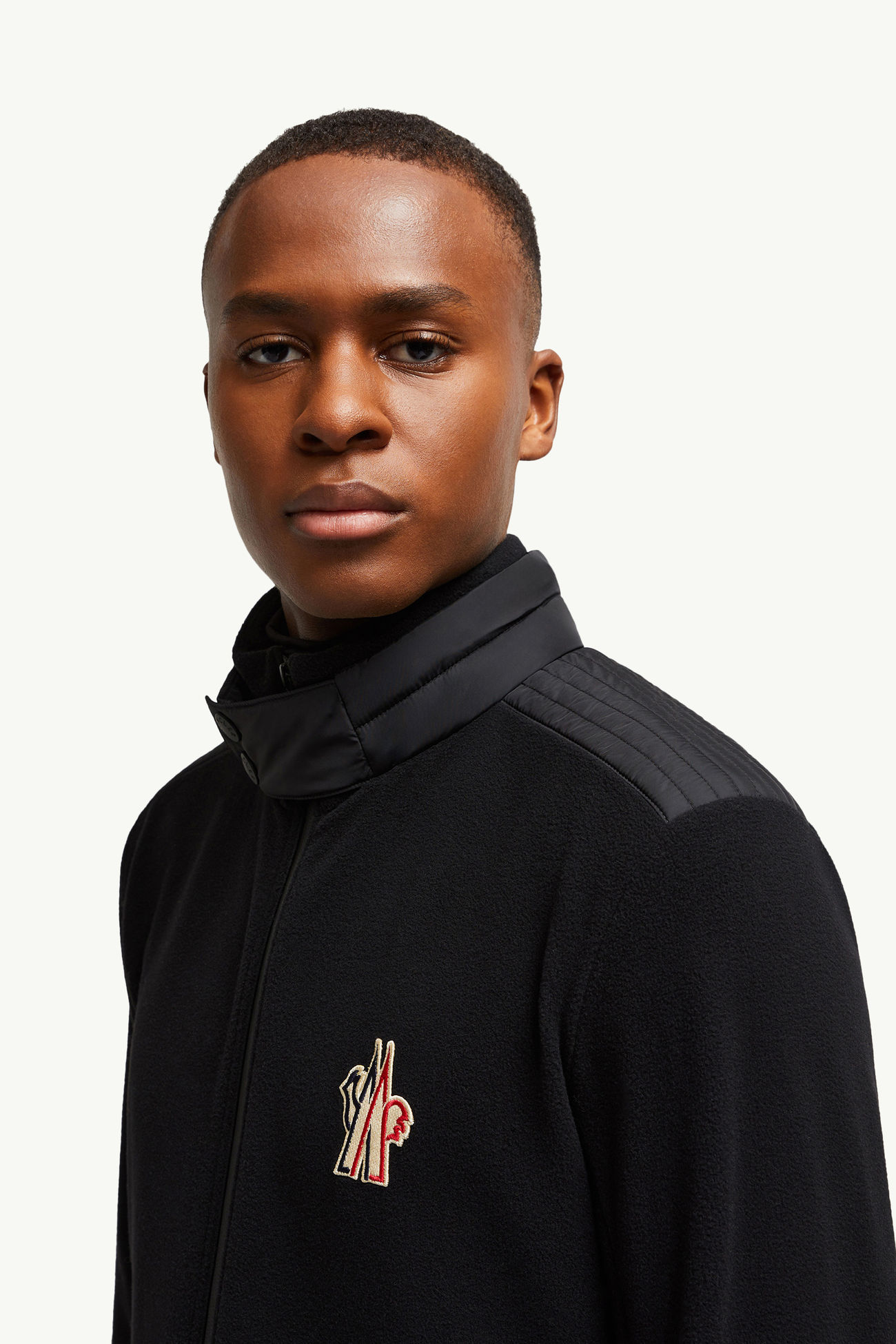 Fleece Zip-Up Sweatshirt Men Black Moncler 1