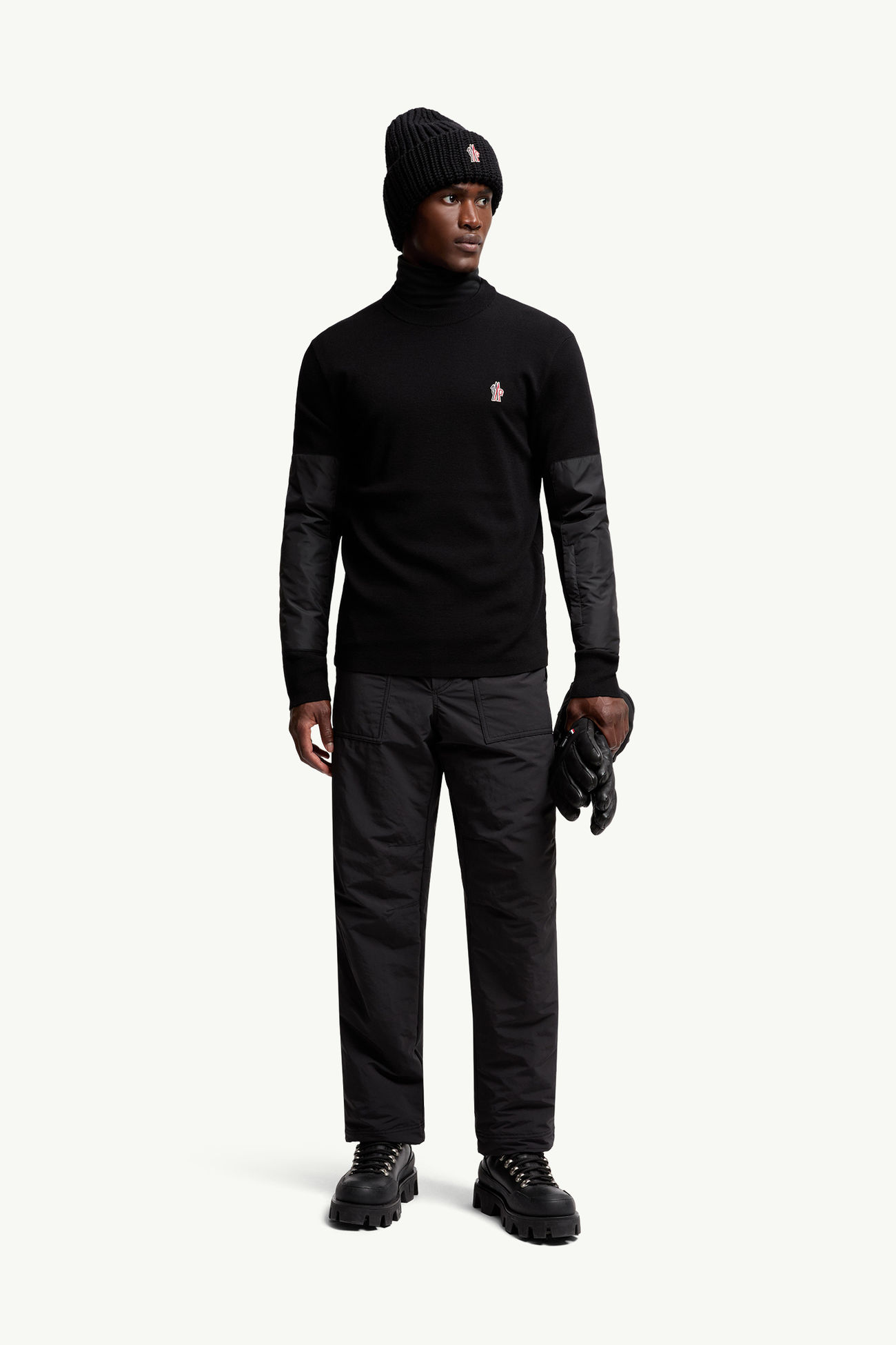 Wool Polo Neck Jumper Men Black Moncler 0