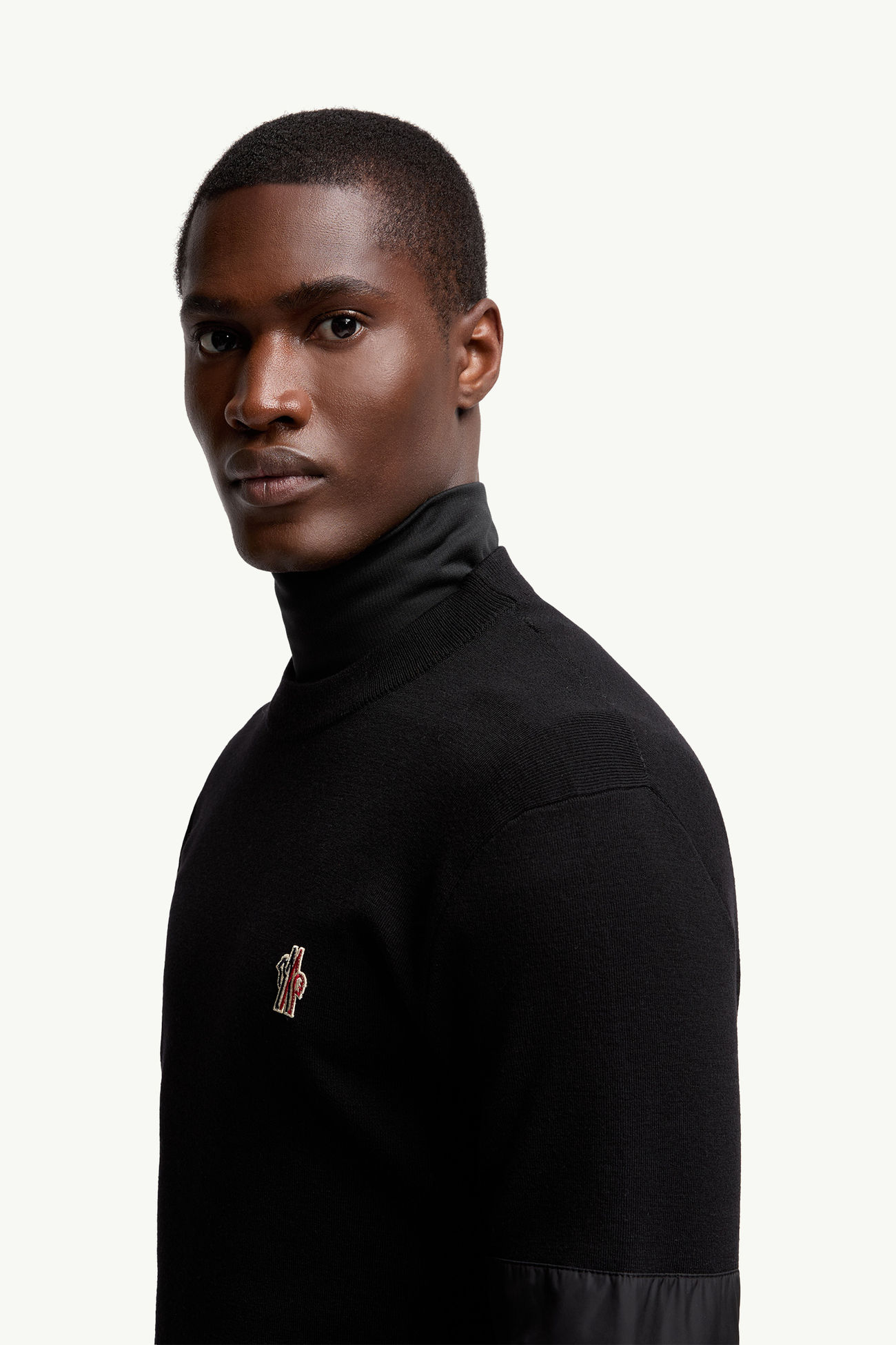 Wool Polo Neck Jumper Men Black Moncler 1