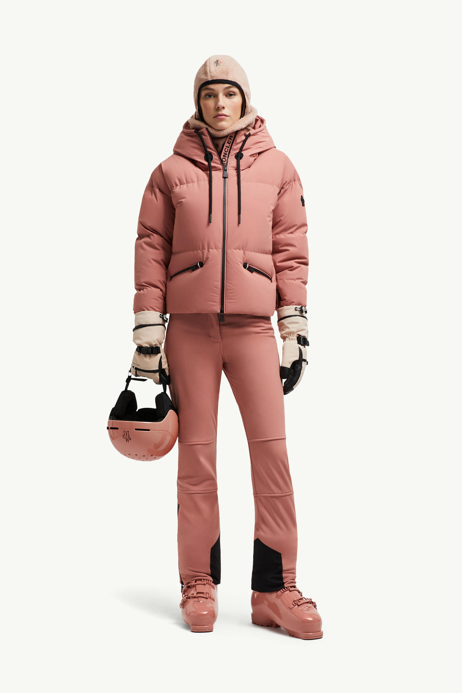 Allesaz Hooded Down Ski Jacket Women Pink Moncler 0