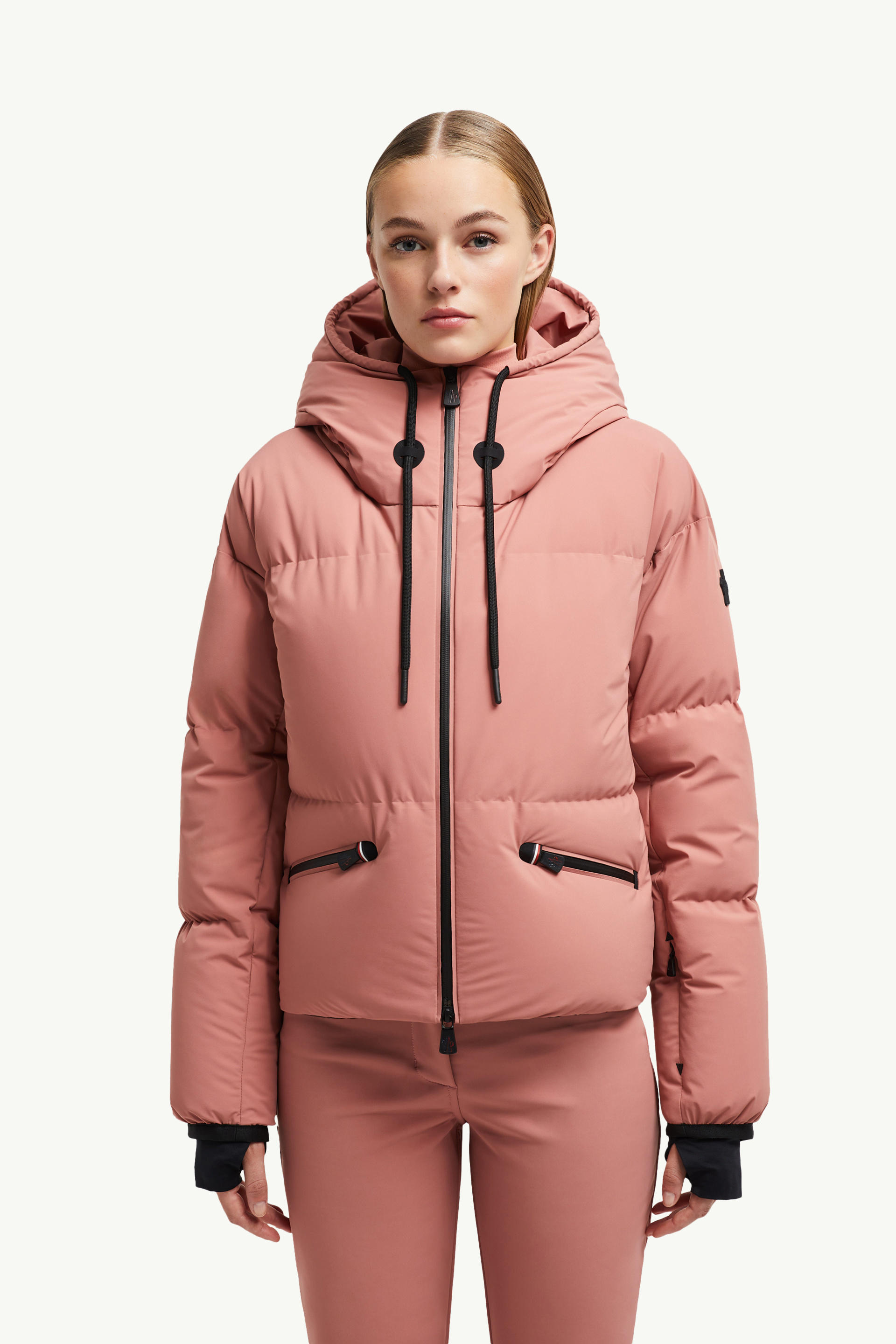 Allesaz Hooded Down Ski Jacket Women Pink Moncler 3