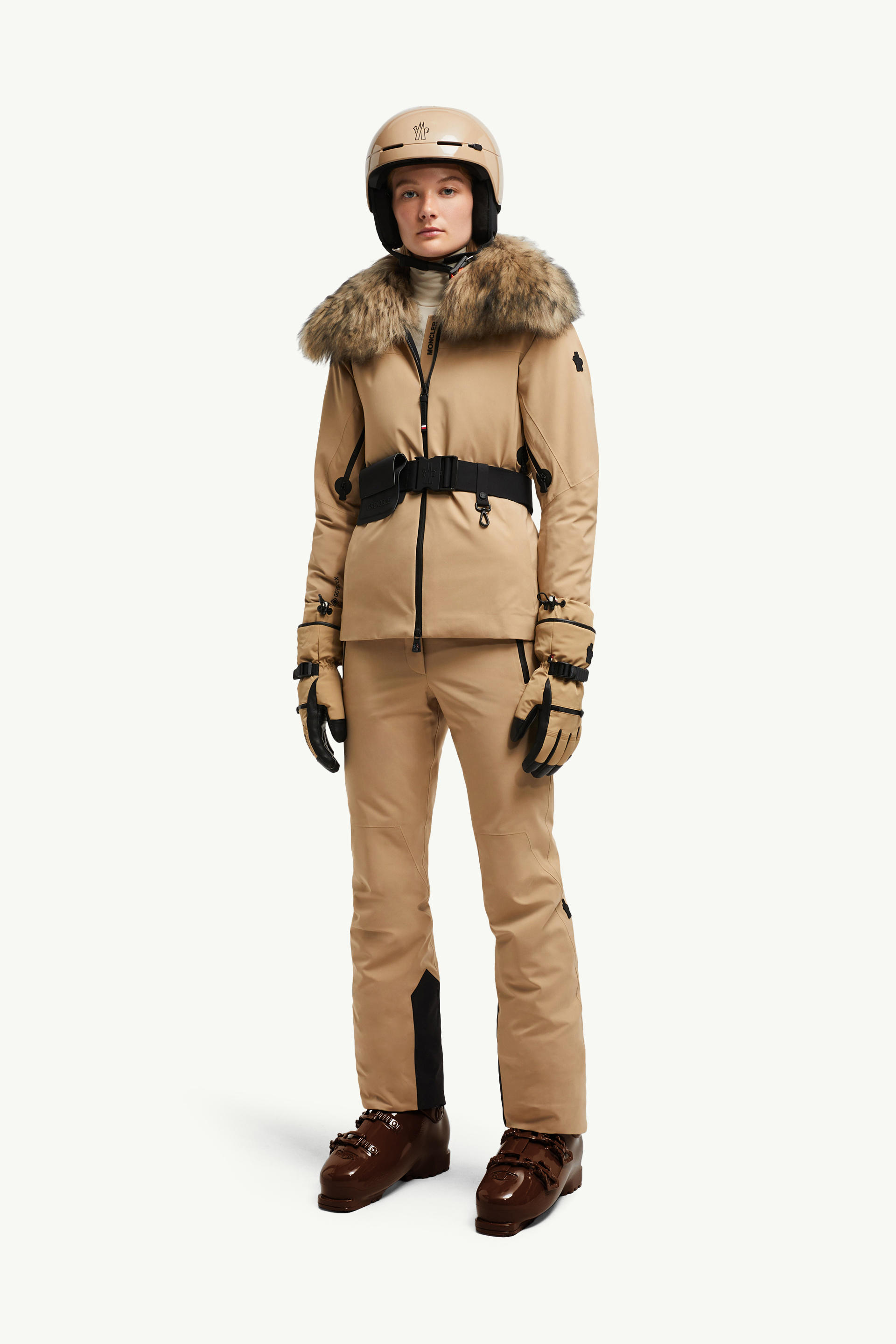 Vizelle GORE-TEX Shearling-Trimmed Ski Jacket Women Beige Moncler 0