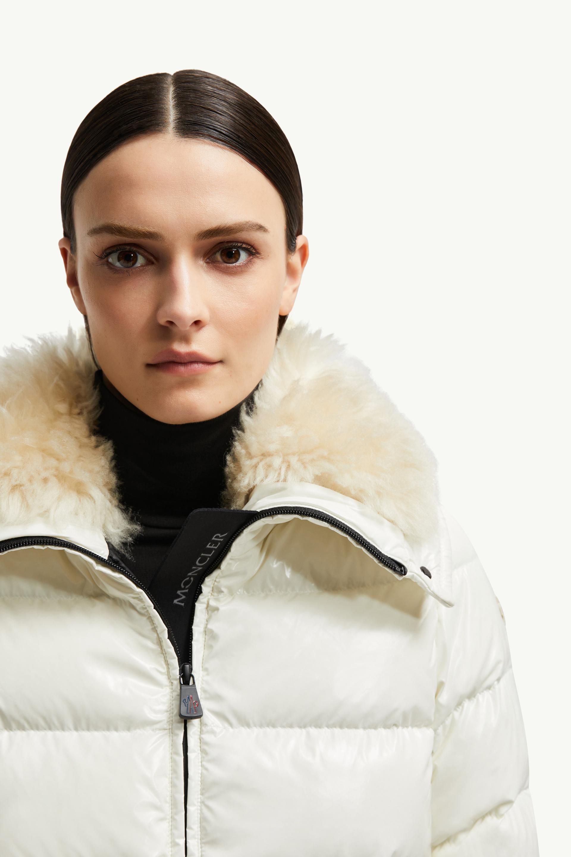 Arabba Hooded Shearling Short Down Jacket Women White Moncler 1