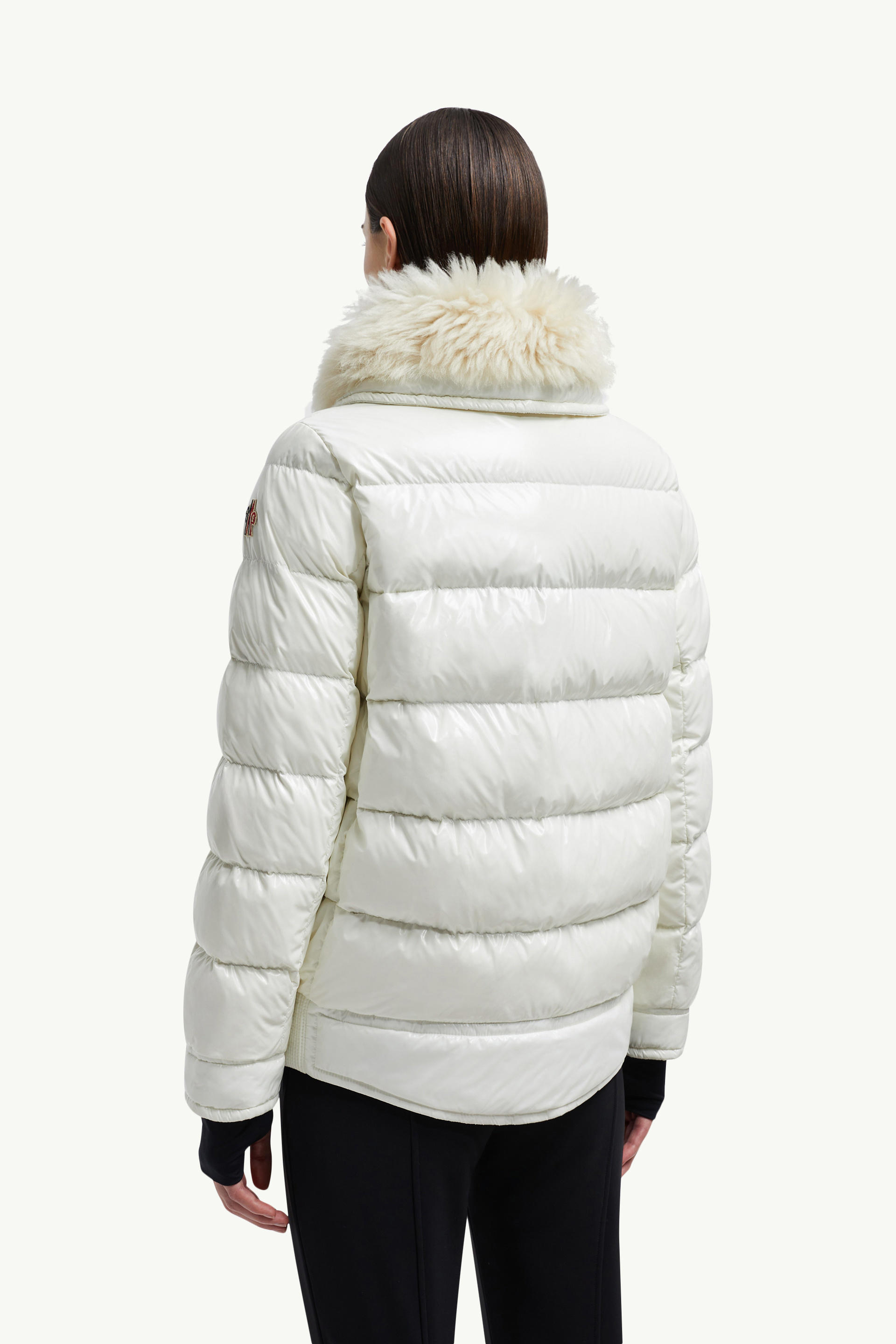 Arabba Hooded Shearling Short Down Jacket Women White Moncler 4