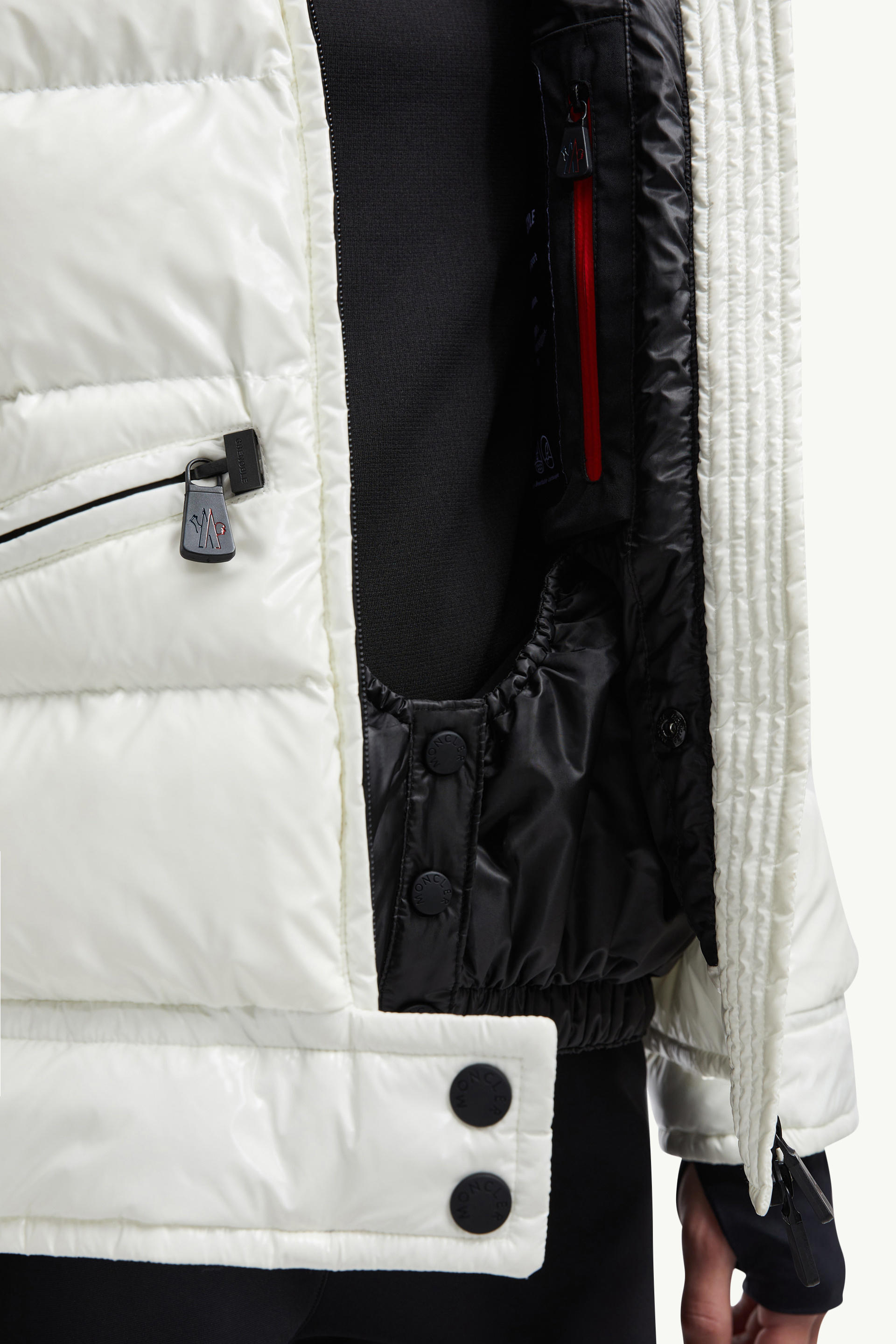 Arabba Hooded Shearling Short Down Jacket Women White Moncler 5