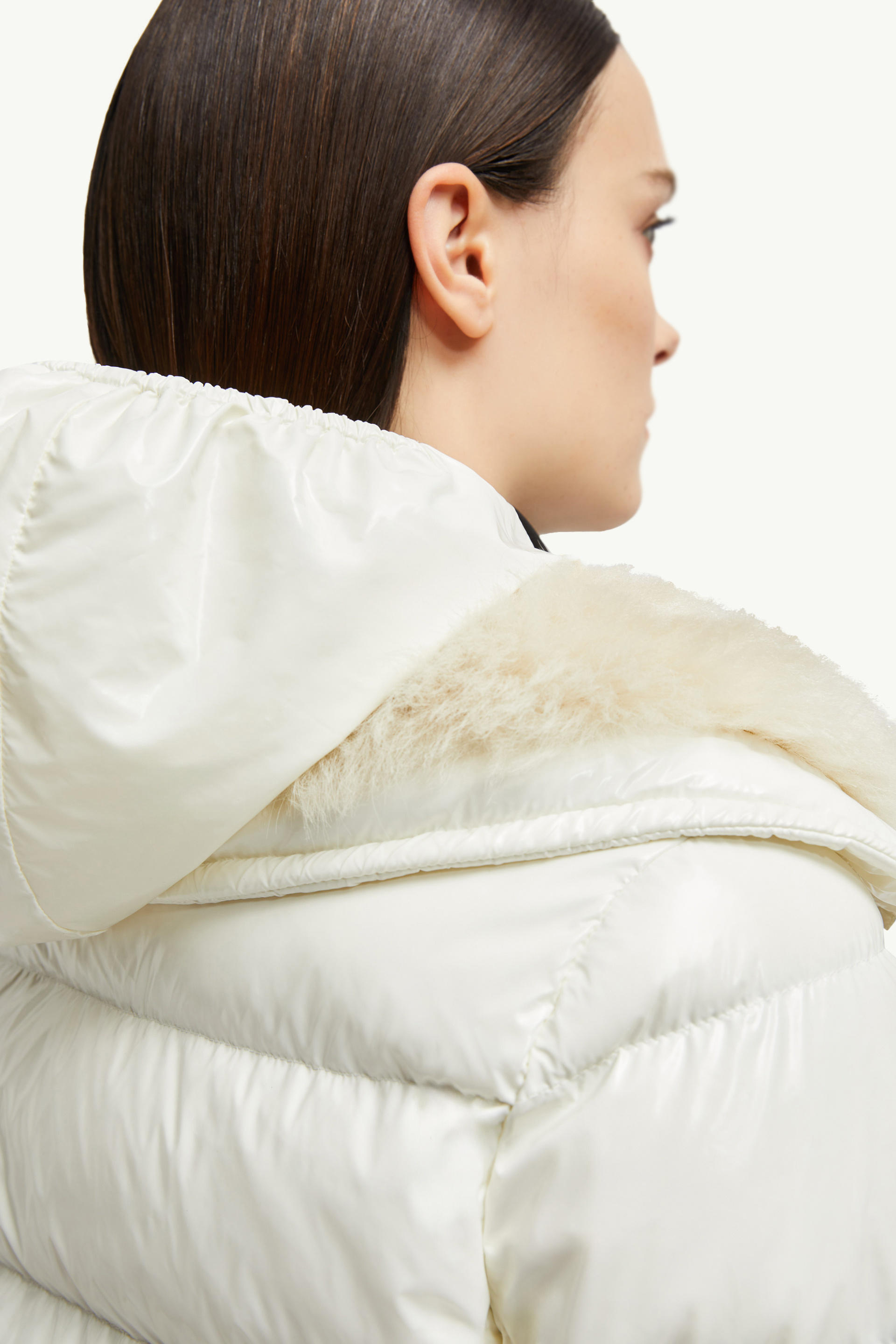 Arabba Hooded Shearling Short Down Jacket Women White Moncler 7