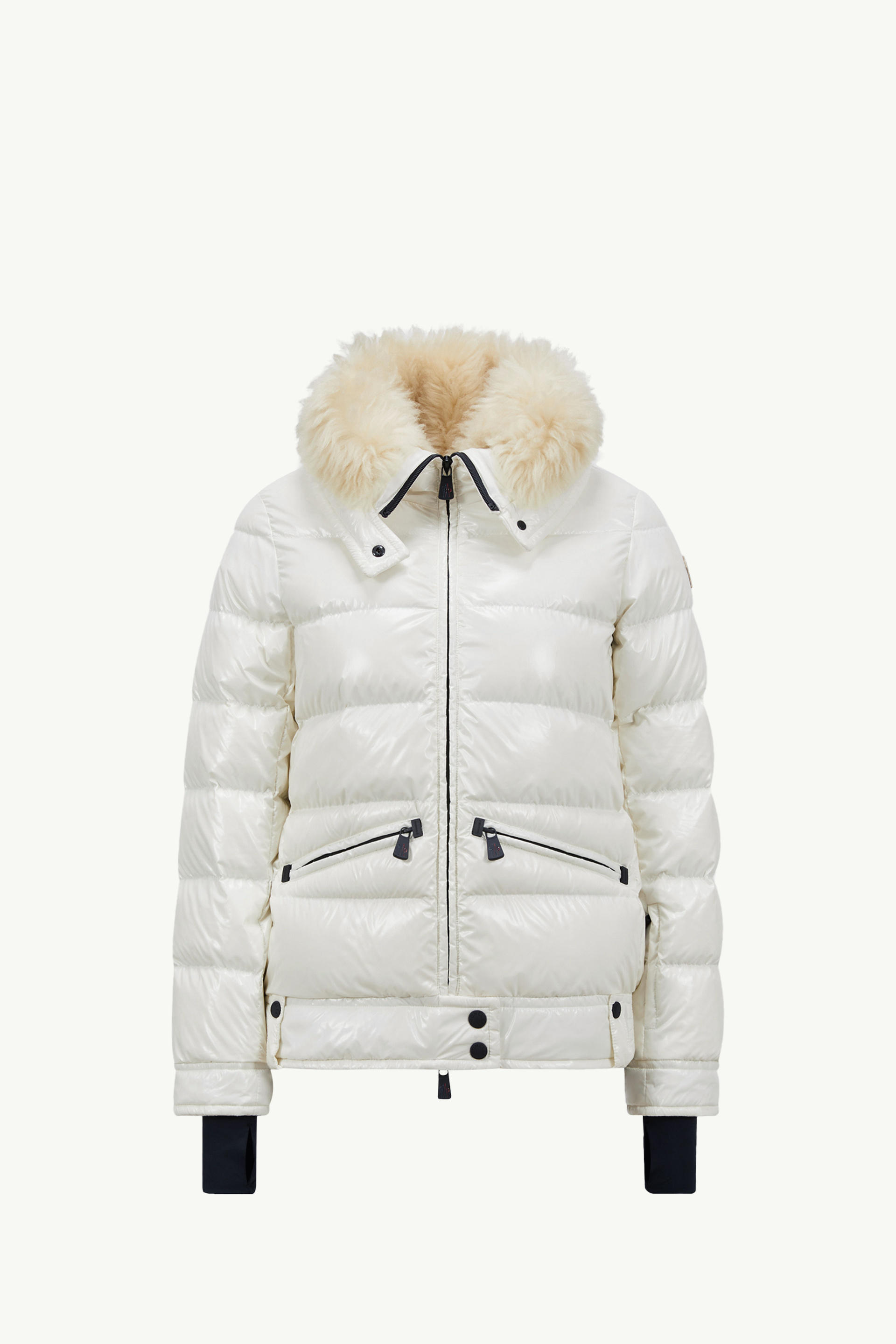 Arabba Hooded Shearling Short Down Jacket Women White Moncler 2