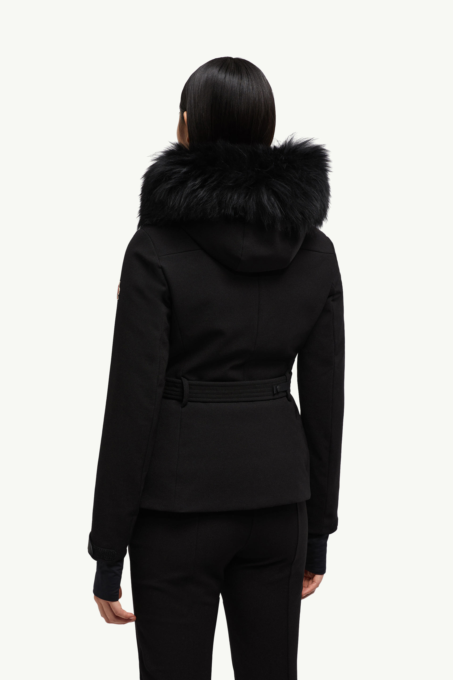 Bauges Hooded Shearling Down Ski Jacket Women Black Moncler 4