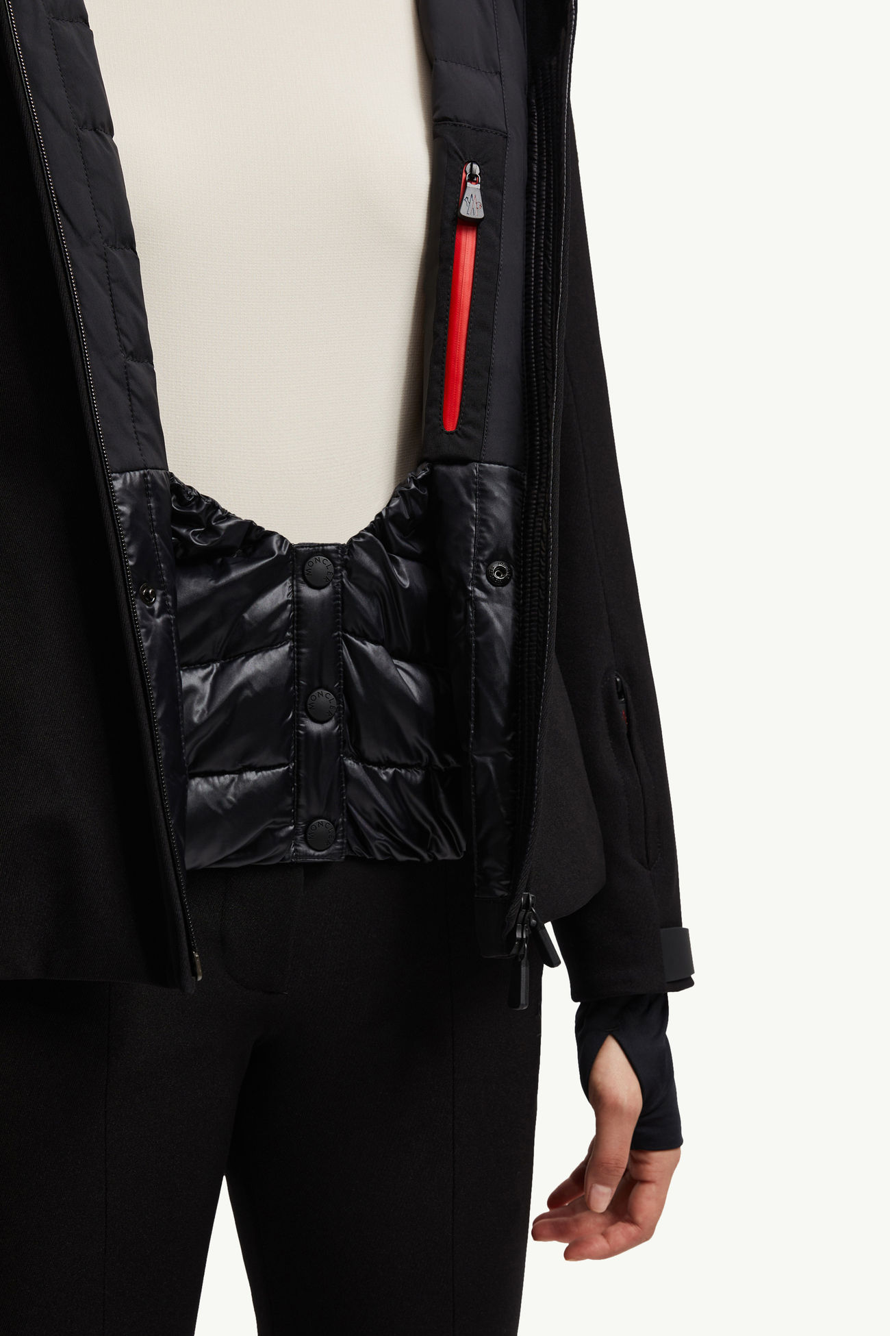 Chaqueta plumífero de esquí con capucha de lana de oveja joven Bauges Mujer Negro Moncler 6