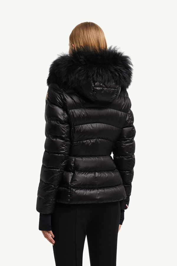 Armoniques Hooded Shearling Short Down Jacket Women Black Moncler 4