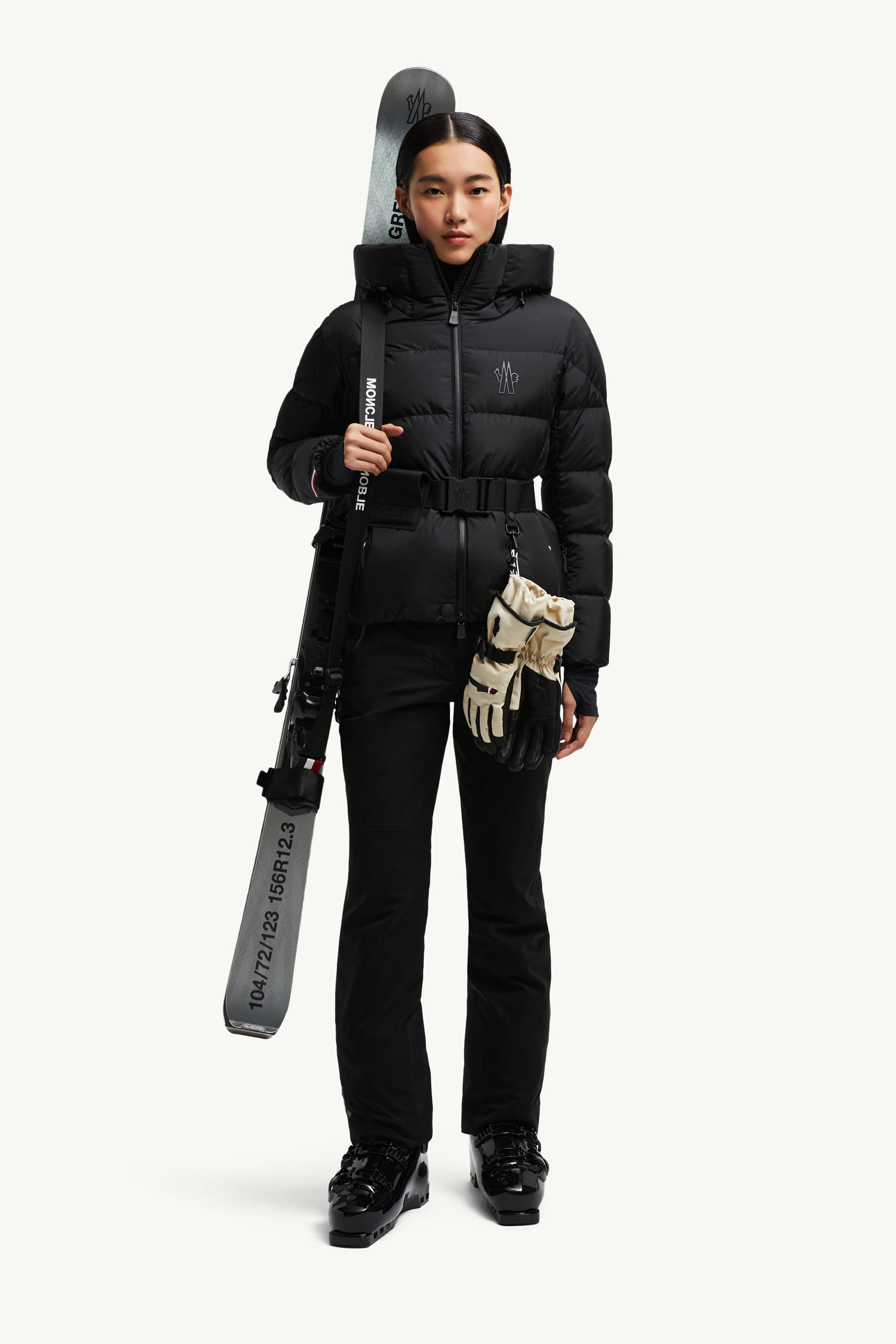 Bouquetin Hooded Down Ski Jacket Women Black Moncler 0