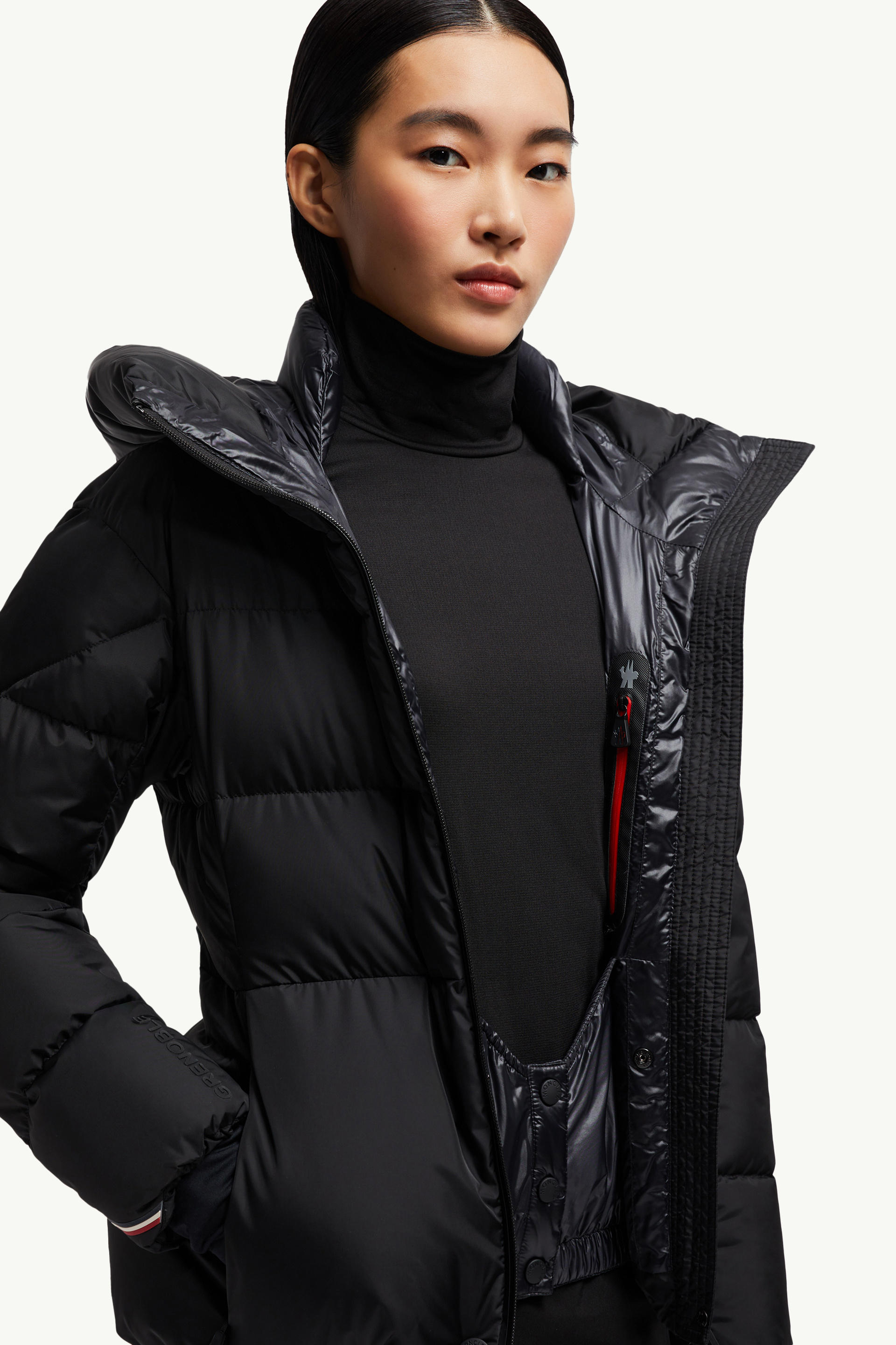 Bouquetin Hooded Down Ski Jacket Women Black Moncler 8
