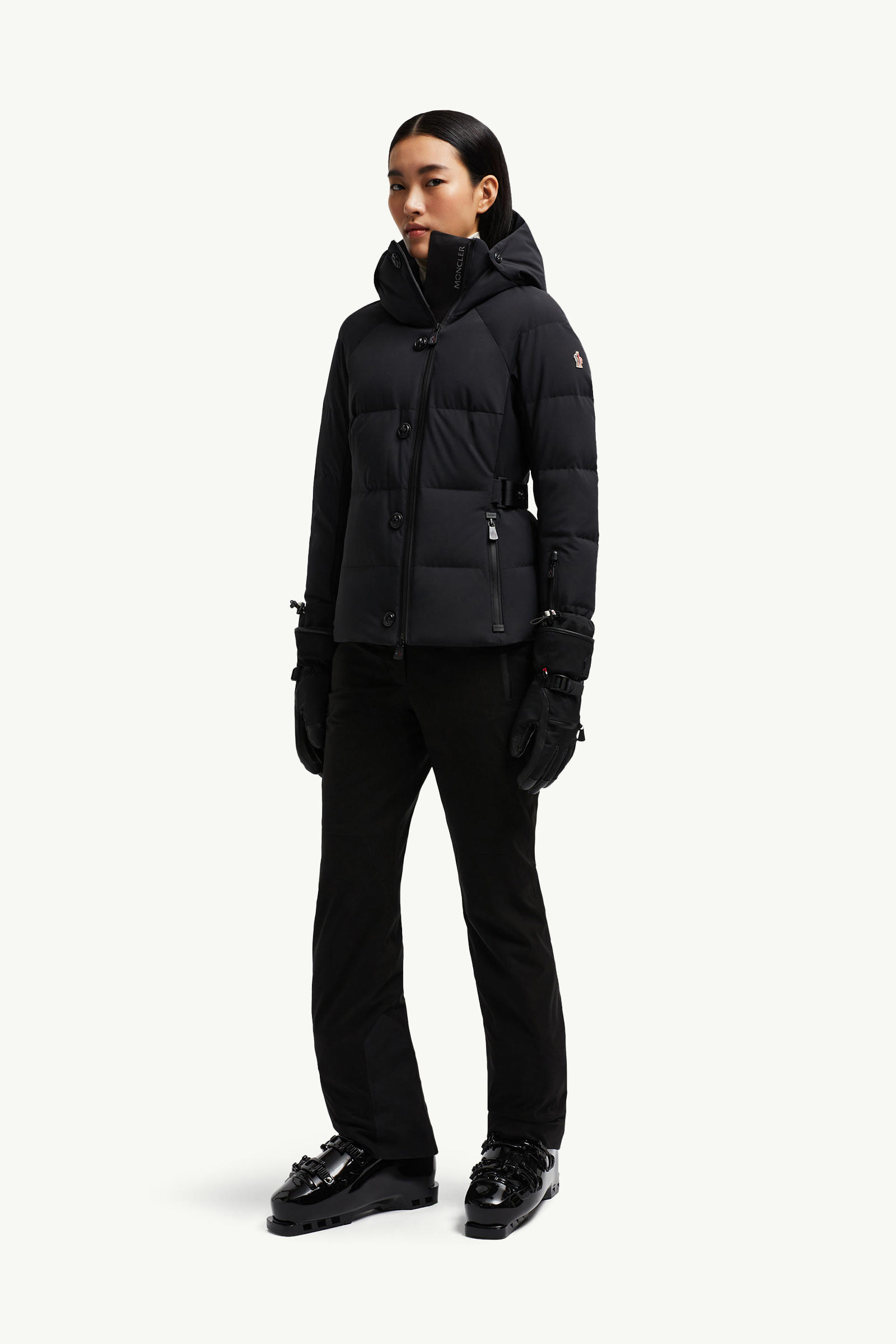 Guyane Hooded Down Ski Jacket Women Black Moncler 0