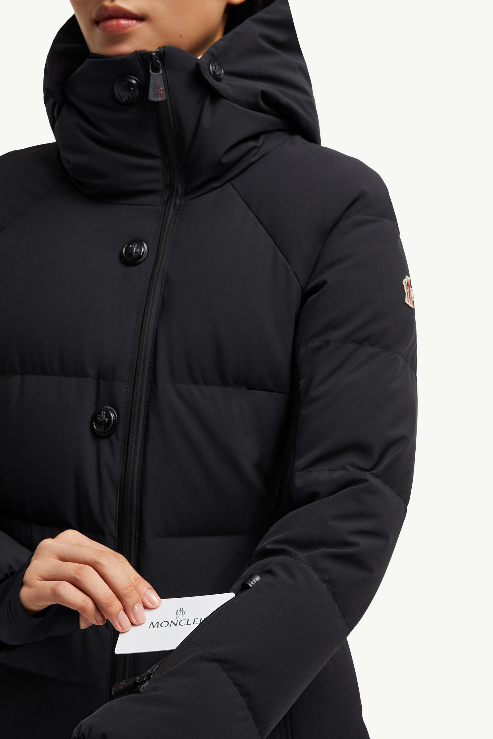 Guyane Hooded Down Ski Jacket Women Black Moncler 8