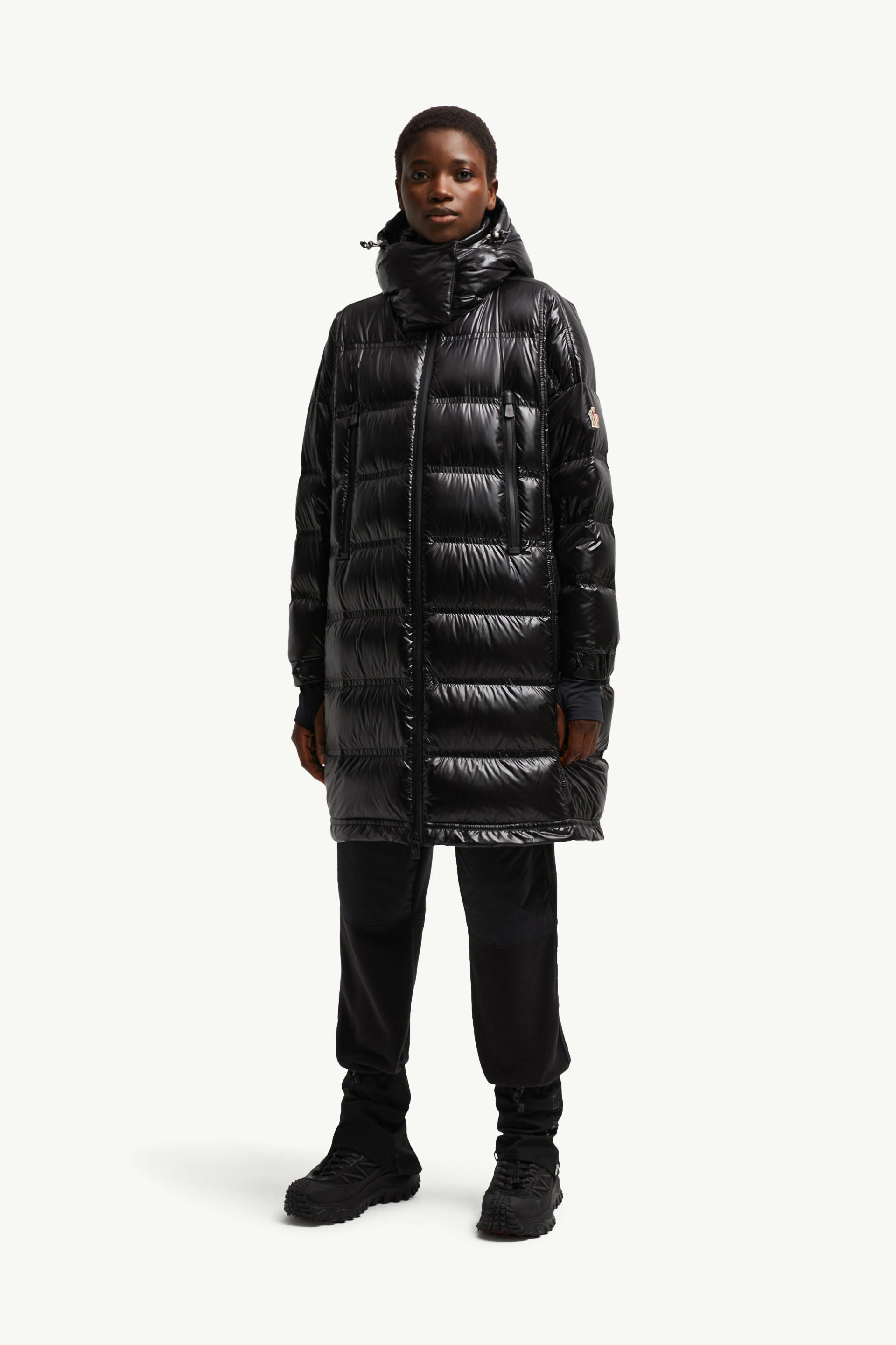 Rochelairs Hooded Long Down Jacket Women Black Moncler 3