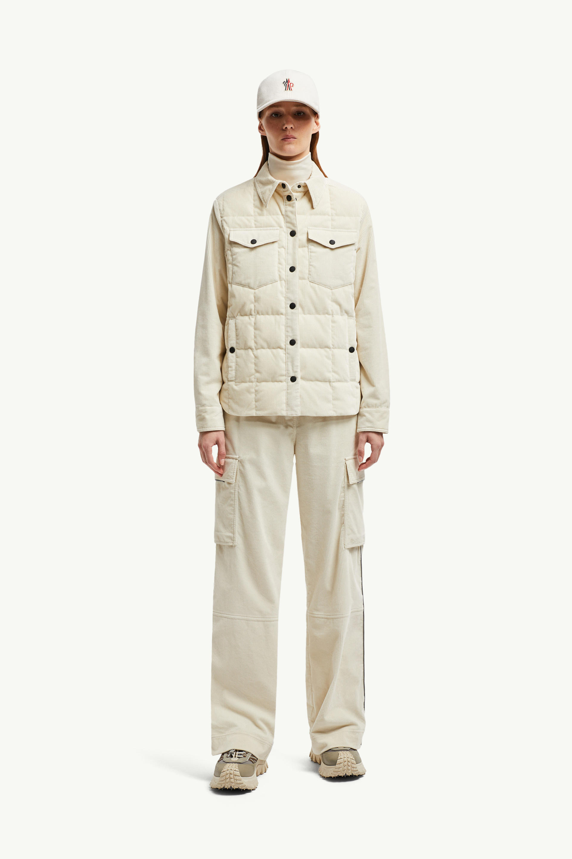 Paulet灯芯绒羽绒衬衫式夹克外套 女士 象牙白 Moncler 0