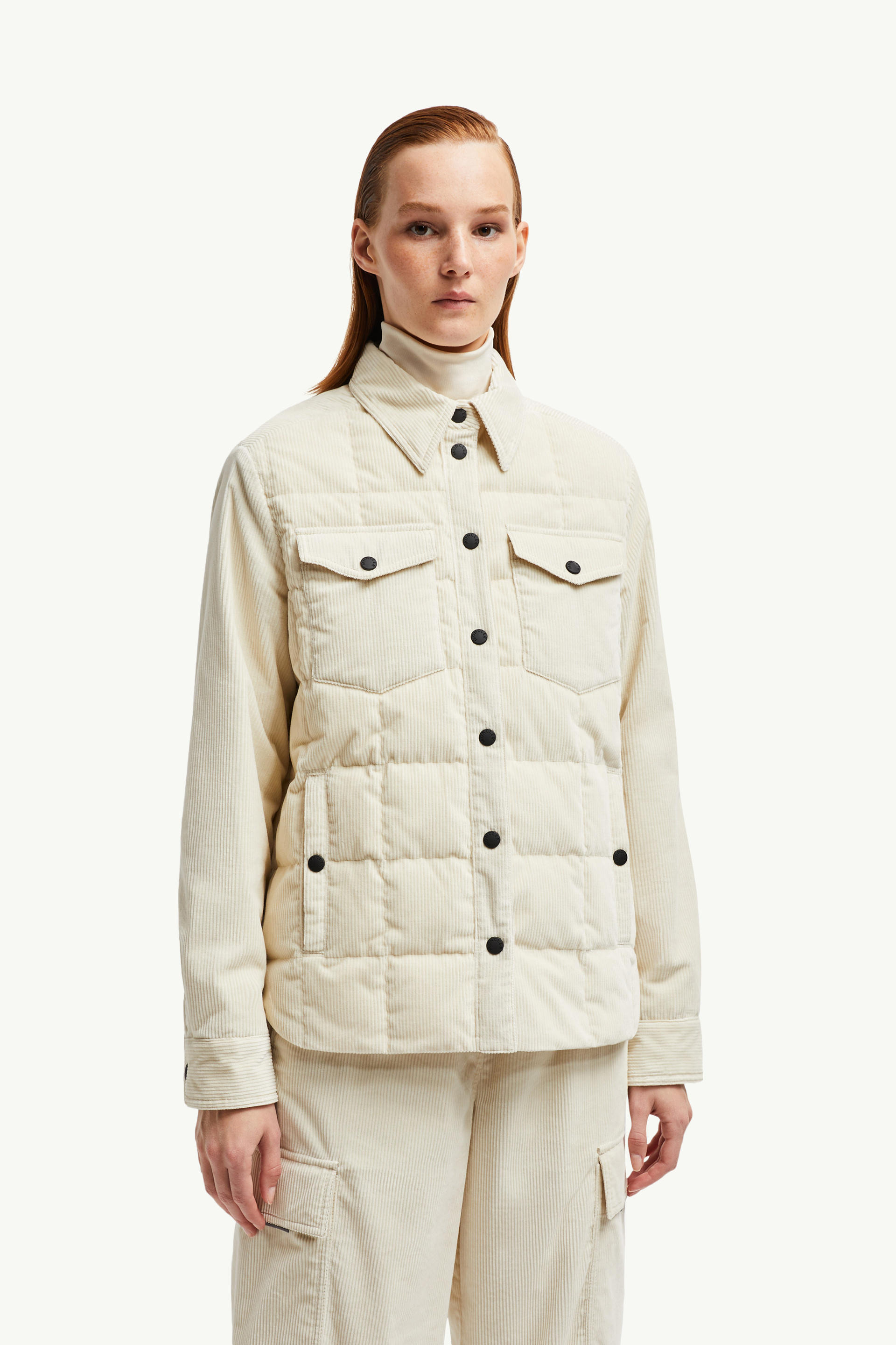 Paulet灯芯绒羽绒衬衫式夹克外套 女士 象牙白 Moncler 3