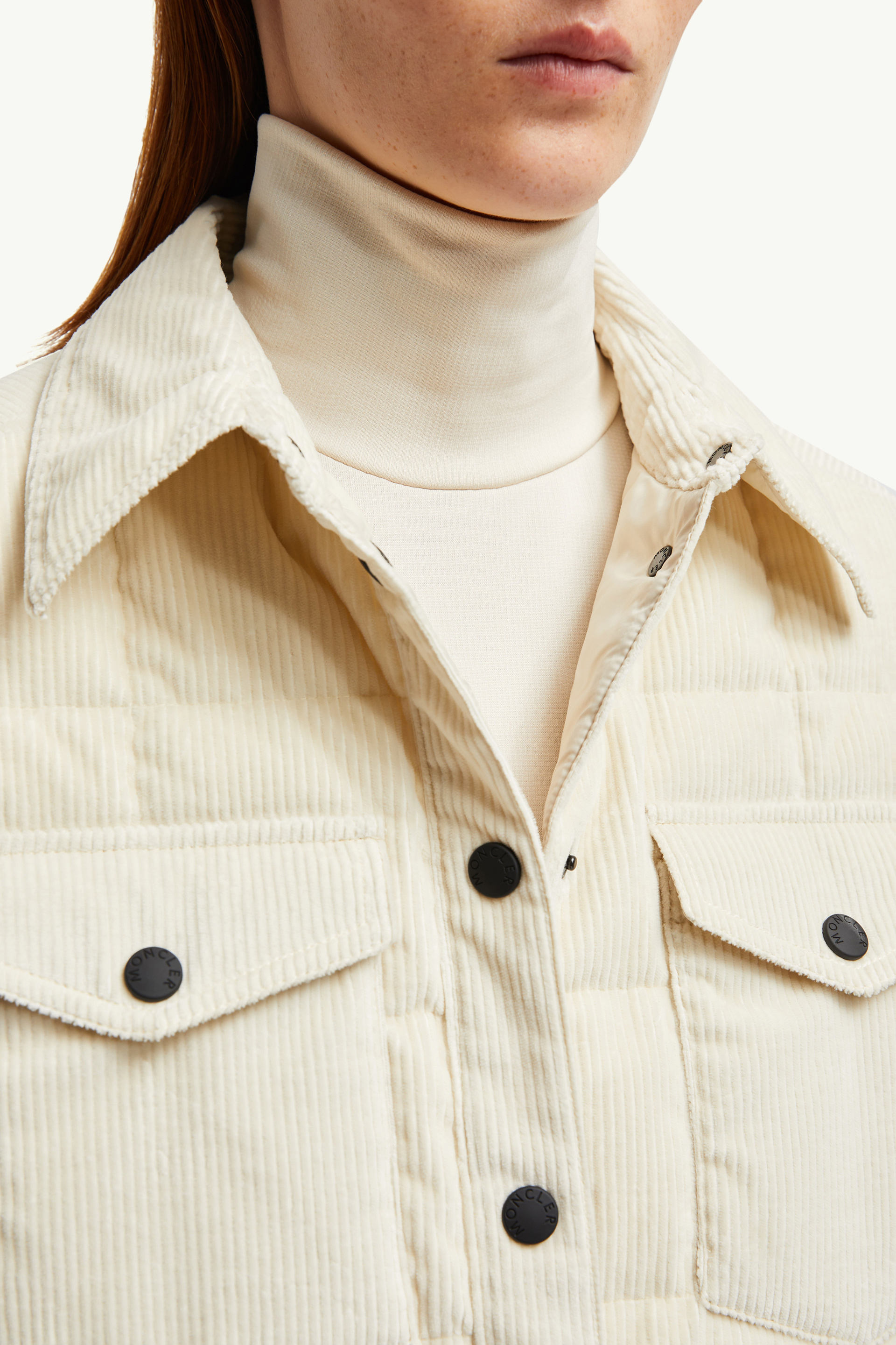 Paulet Corduroy Down Shirt Jacket Women White Ivory Moncler 6