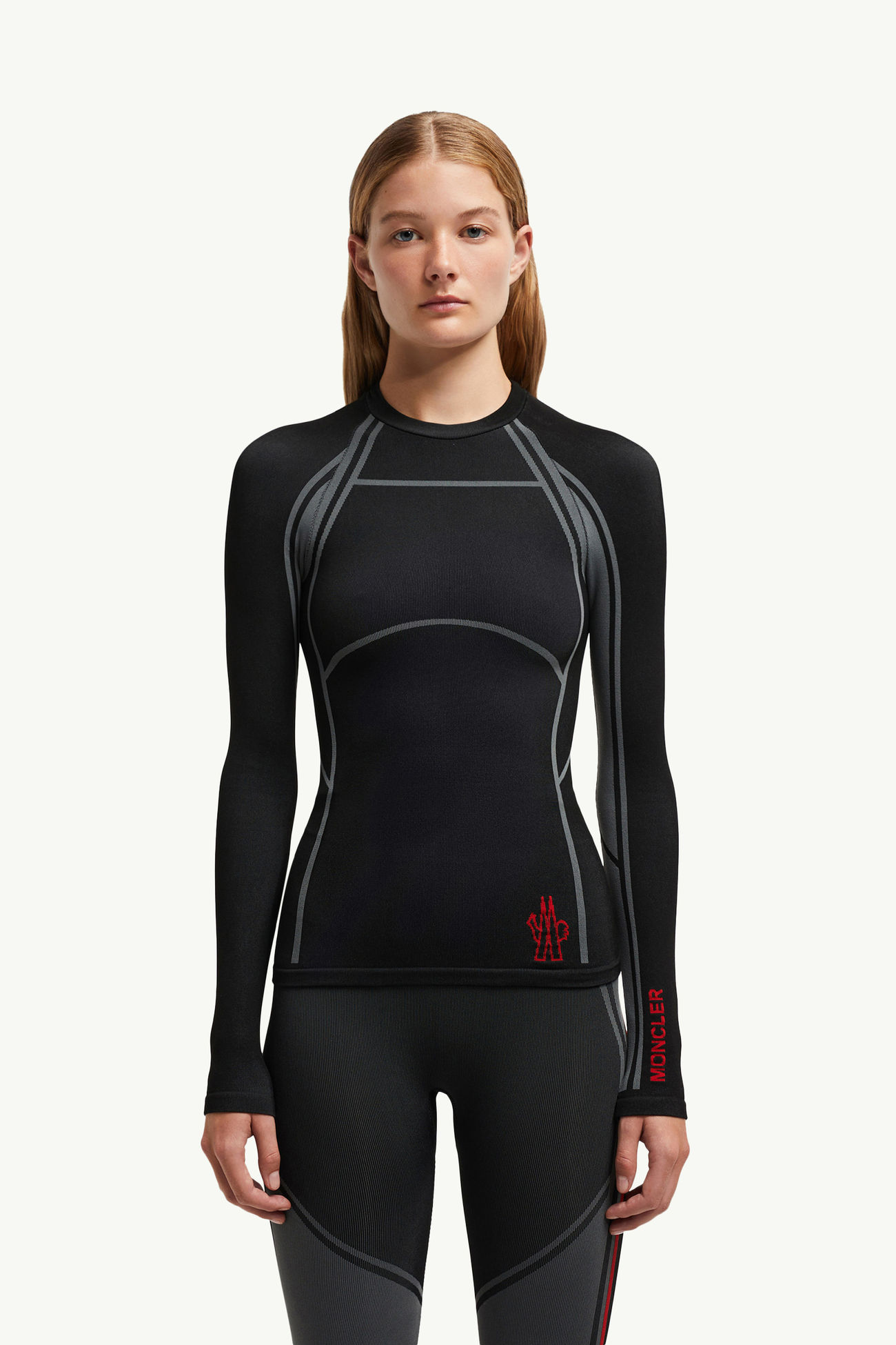 T-shirt a maniche lunghe base layer Donna Nero Moncler 3