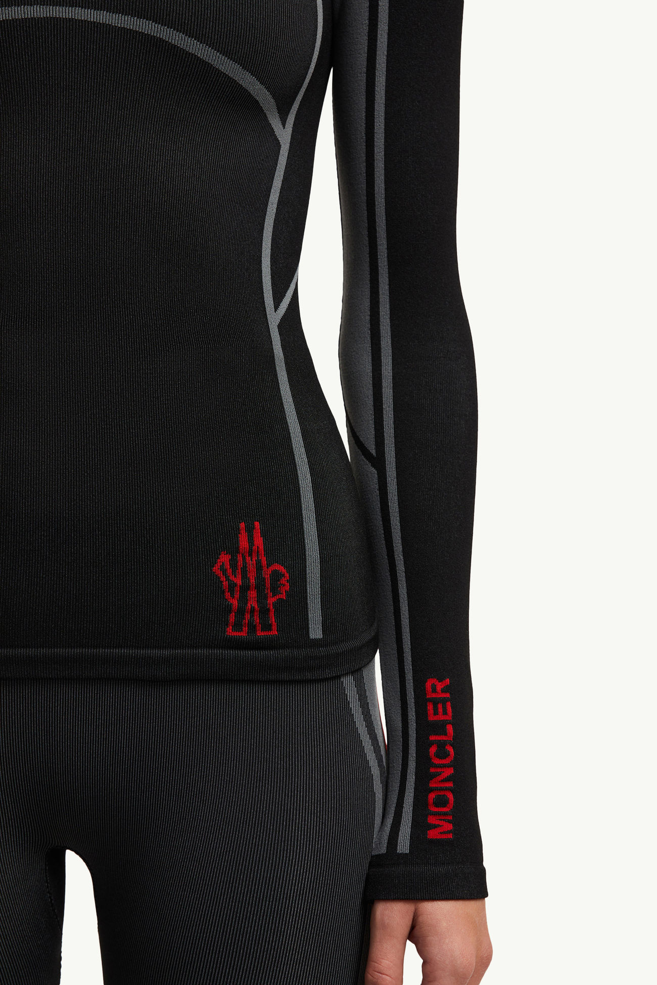 Basisschicht-T-Shirt mit langen Ärmeln Damen Schwarz Moncler 5