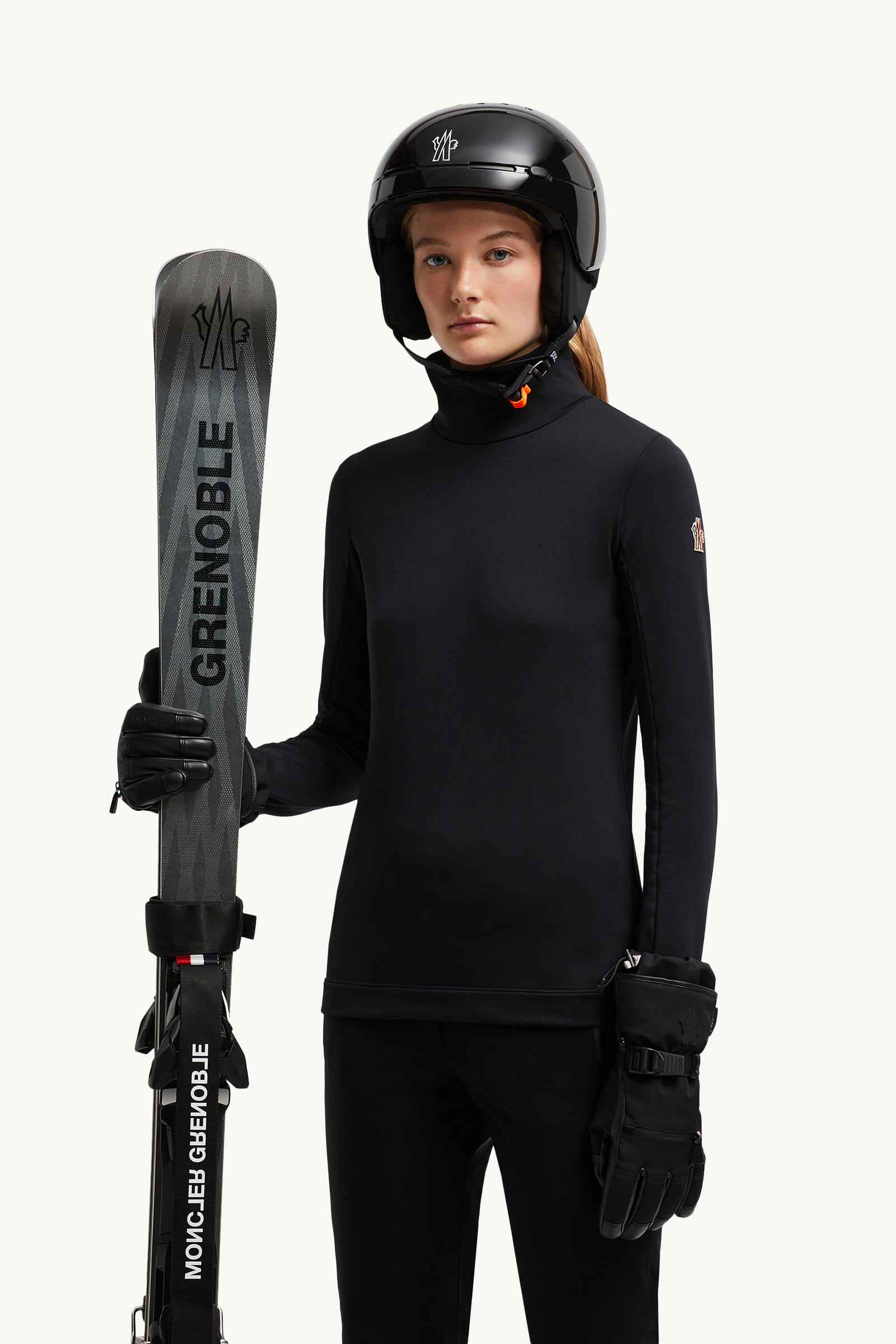 Jersey Polo Neck Women Black Moncler 0