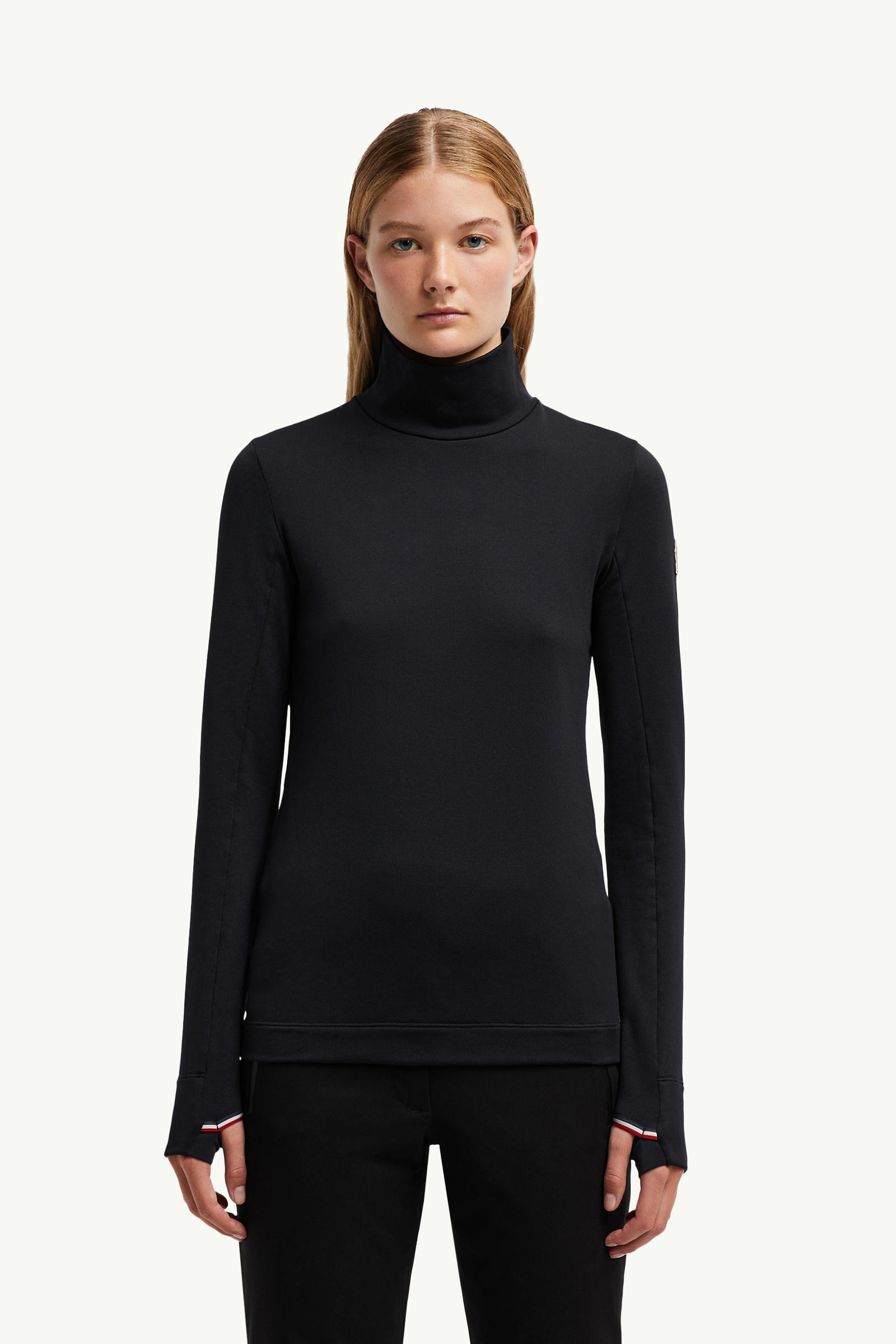 Jersey Polo Neck Women Black Moncler 3