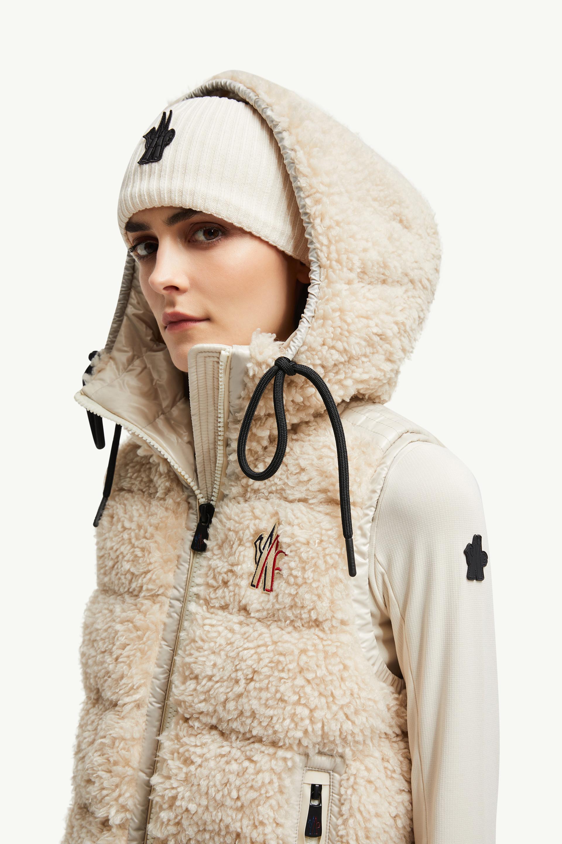 Padded Teddy Zip-Up Gilet Women Light Beige Moncler 1