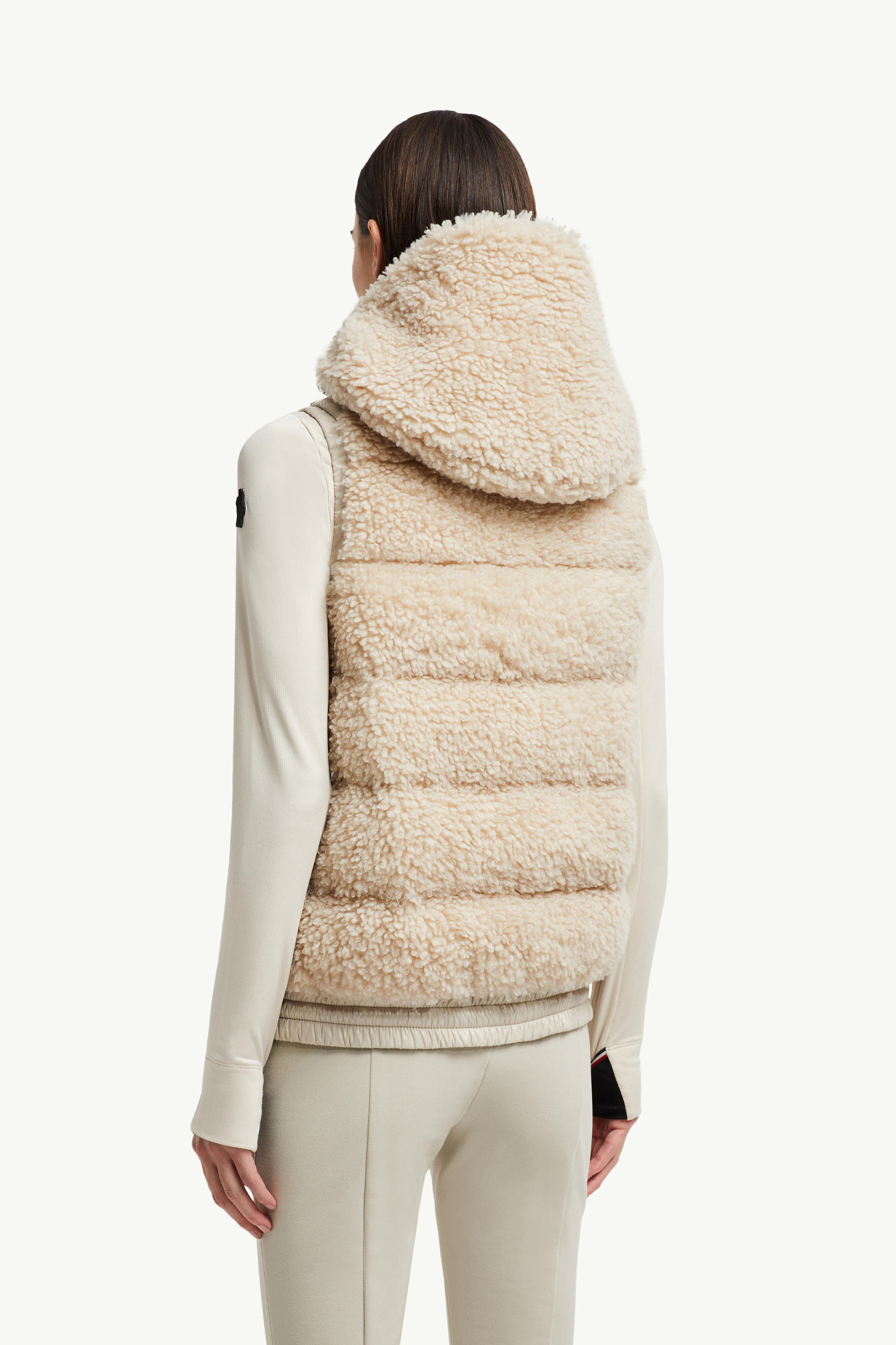 Padded Teddy Zip-Up Gilet Women Light Beige Moncler 4