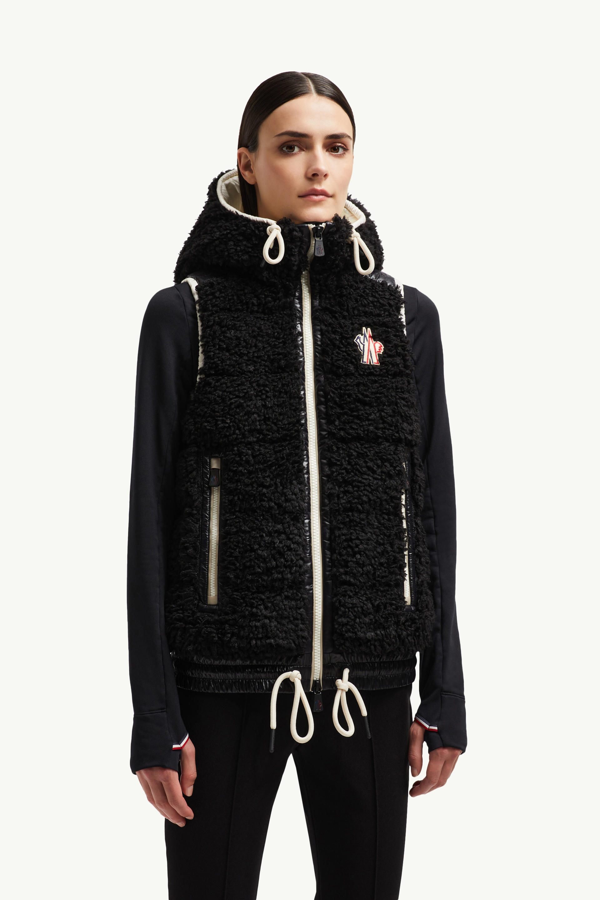 Padded Teddy Zip-Up Gilet Women Black Moncler 3