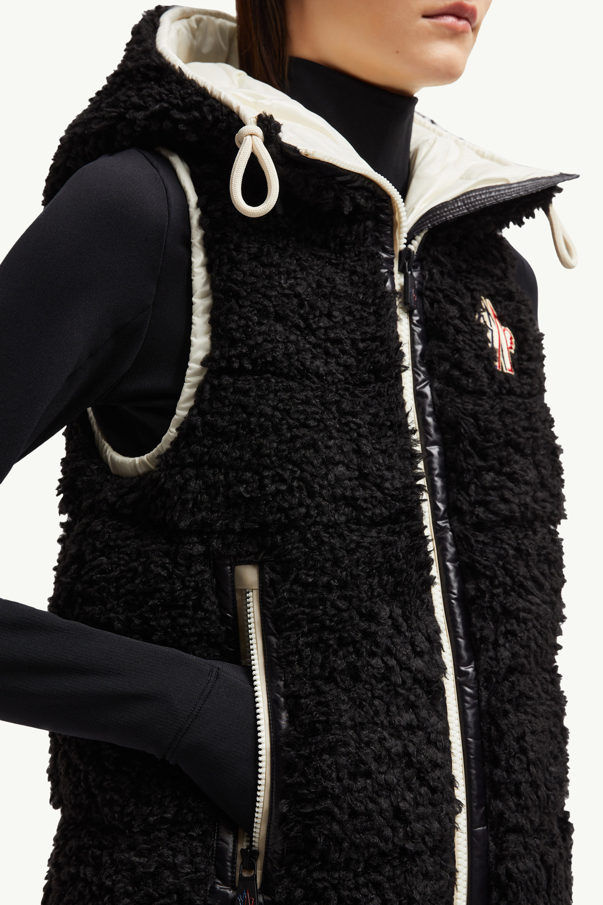 Padded Teddy Zip-Up Gilet Women Black Moncler 5
