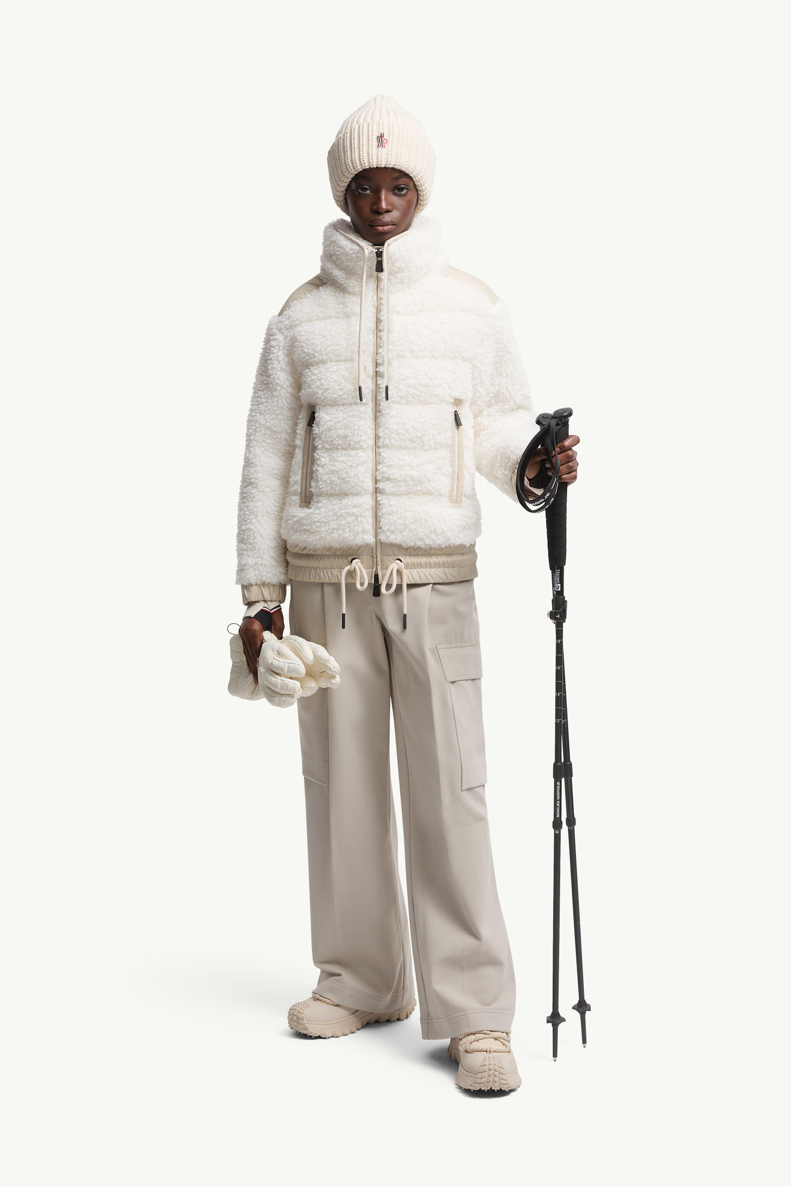 Padded Teddy Zip-Up Cardigan Women White Moncler 0