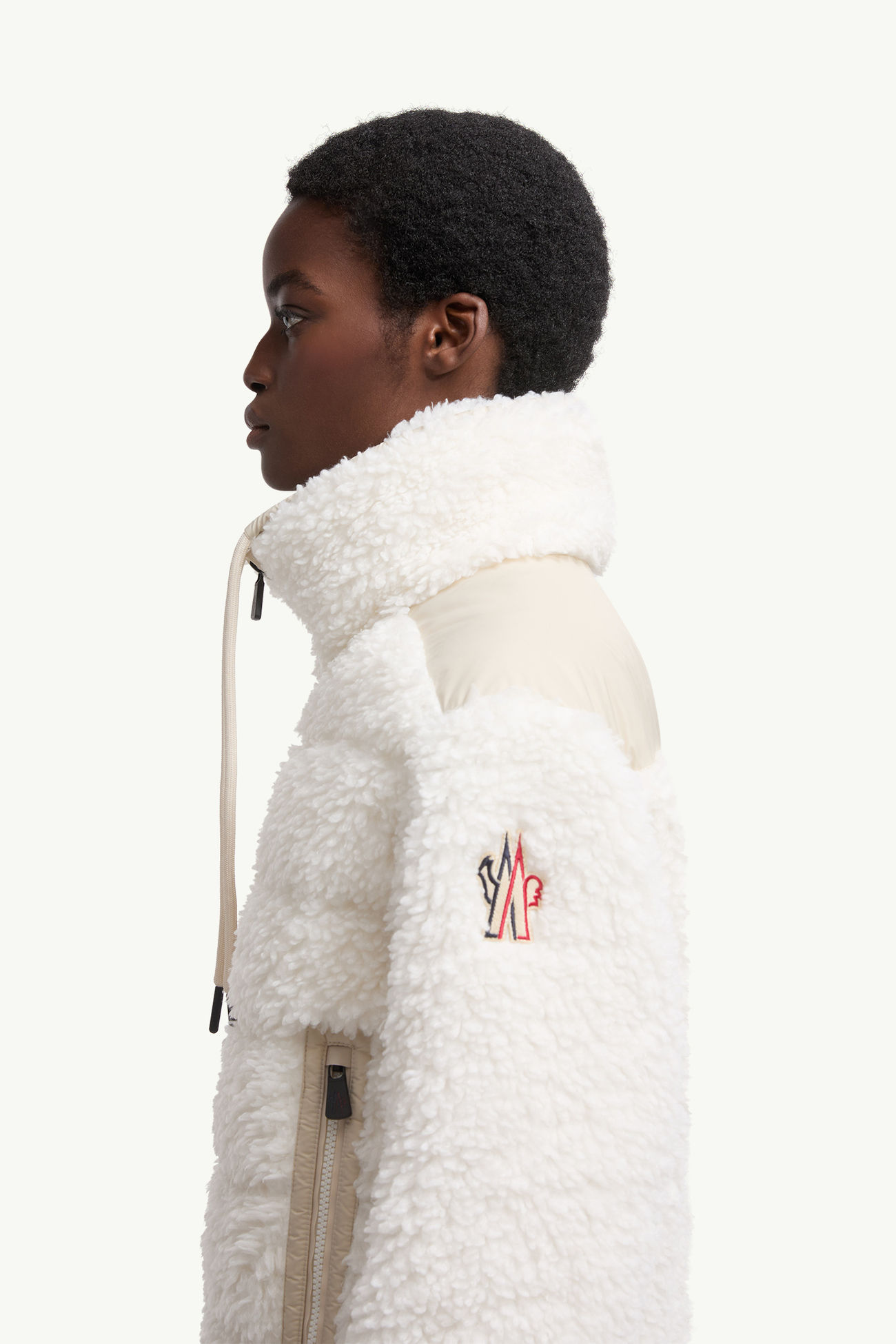 夾層泰迪布拉鏈開襟毛衣 女士 白色 Moncler 1