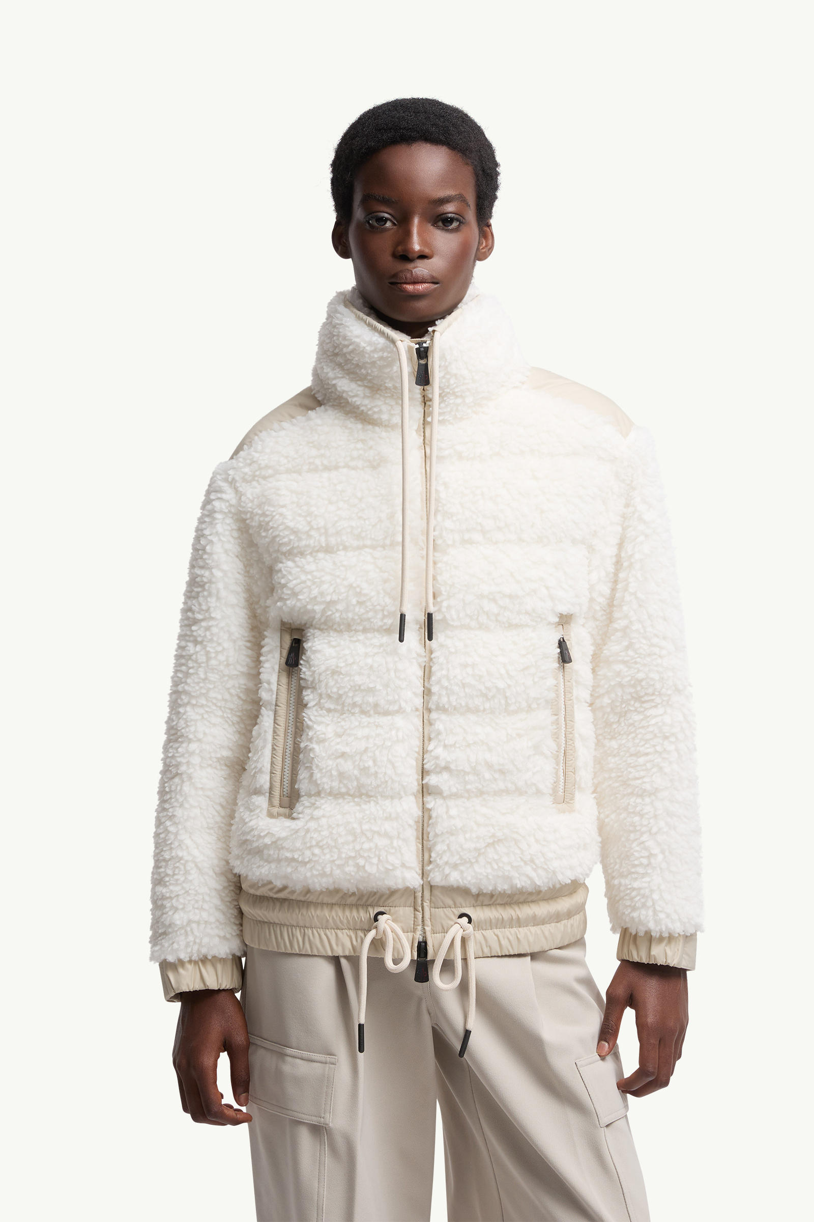 Padded Teddy Zip-Up Cardigan Women White Moncler 3