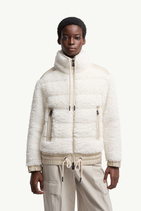 Wattierte Teddy-Strickjacke mit Reißverschluss Damen Weiß Moncler 3