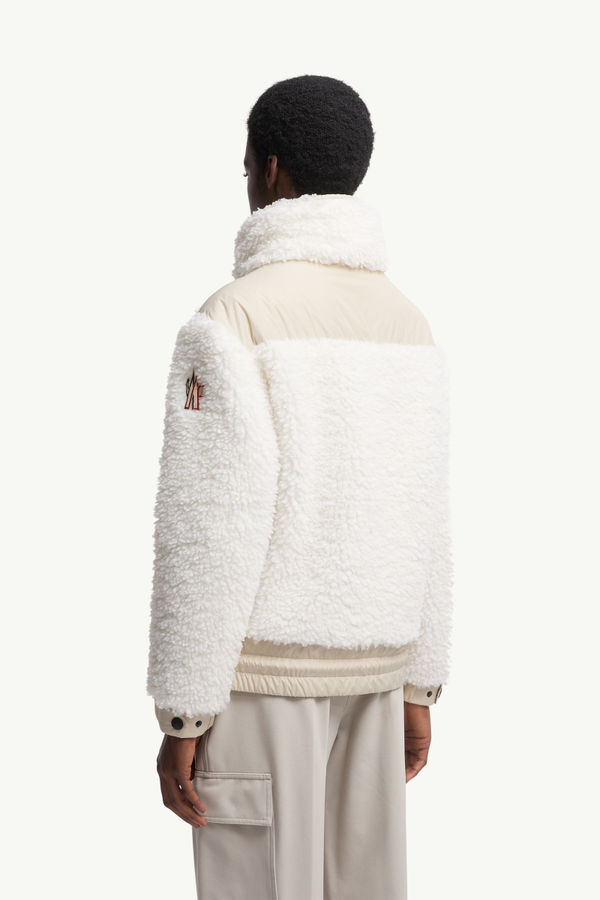 Wattierte Teddy-Strickjacke mit Reißverschluss Damen Weiß Moncler 4