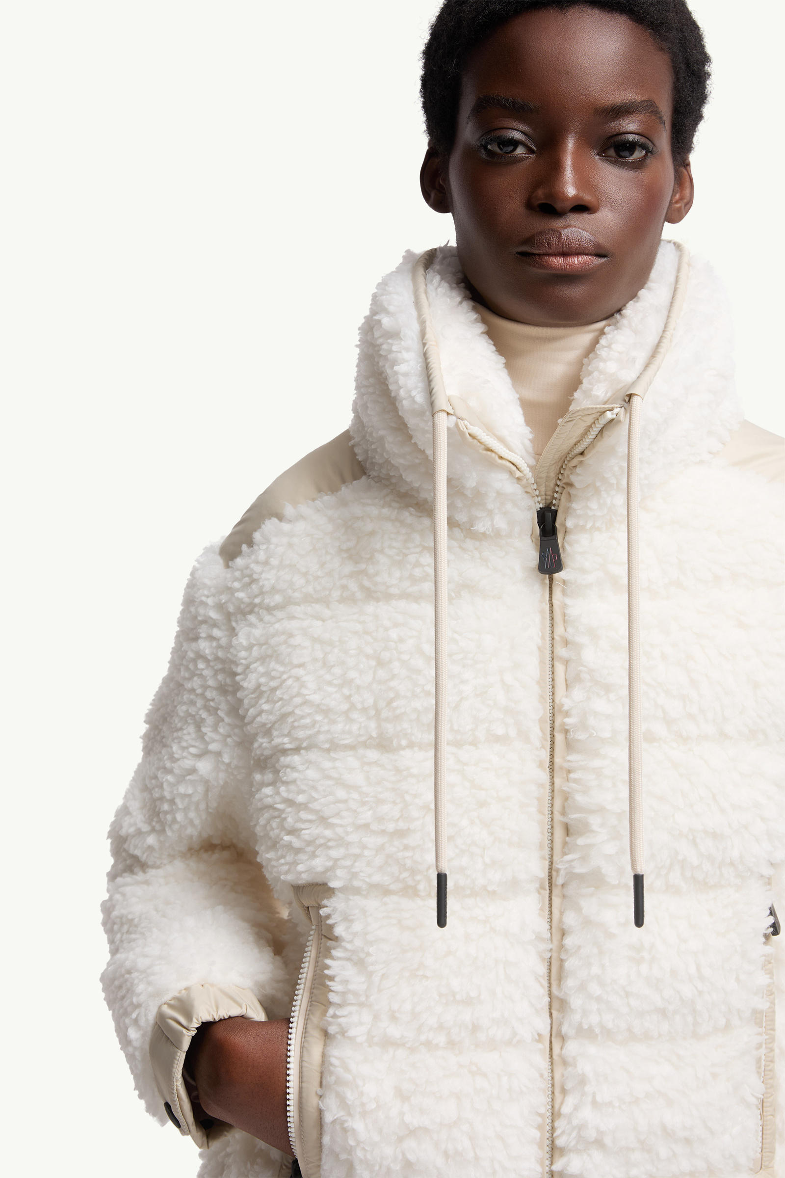 Padded Teddy Zip-Up Cardigan Women White Moncler 6