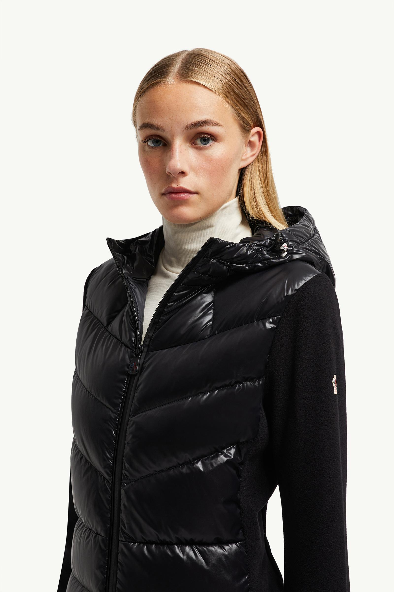 Padded Fleece Zip-Up Hoodie Women Black Moncler 1