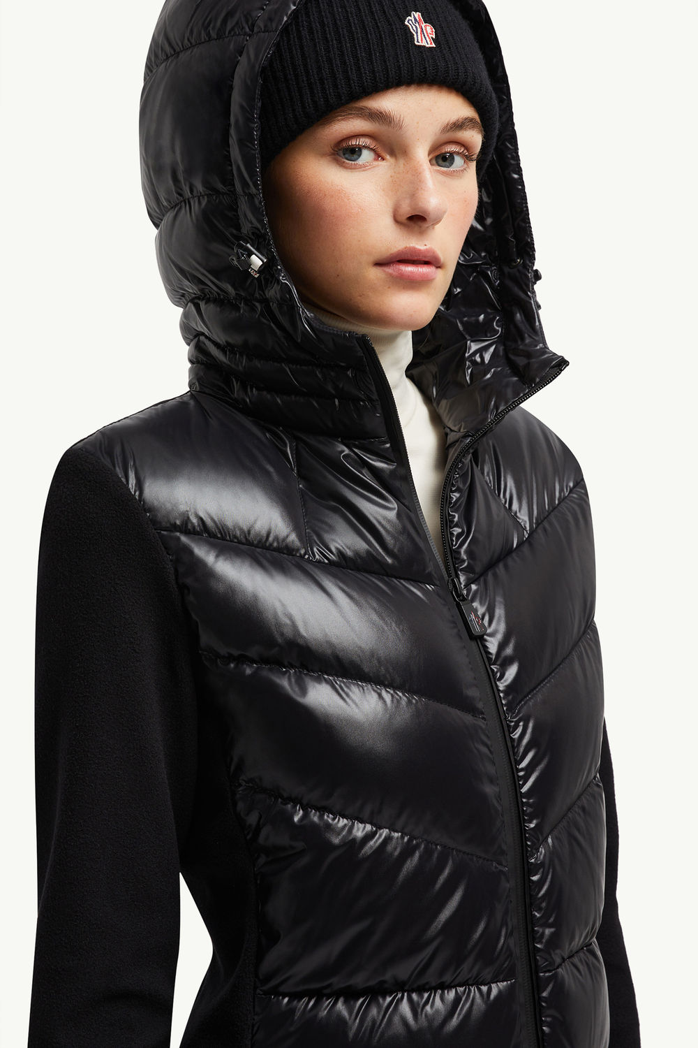 Padded Fleece Zip-Up Hoodie Women Black Moncler 5