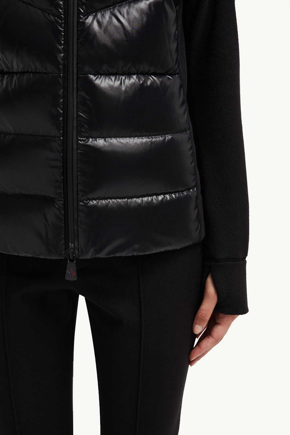 Padded Fleece Zip-Up Hoodie Women Black Moncler 6