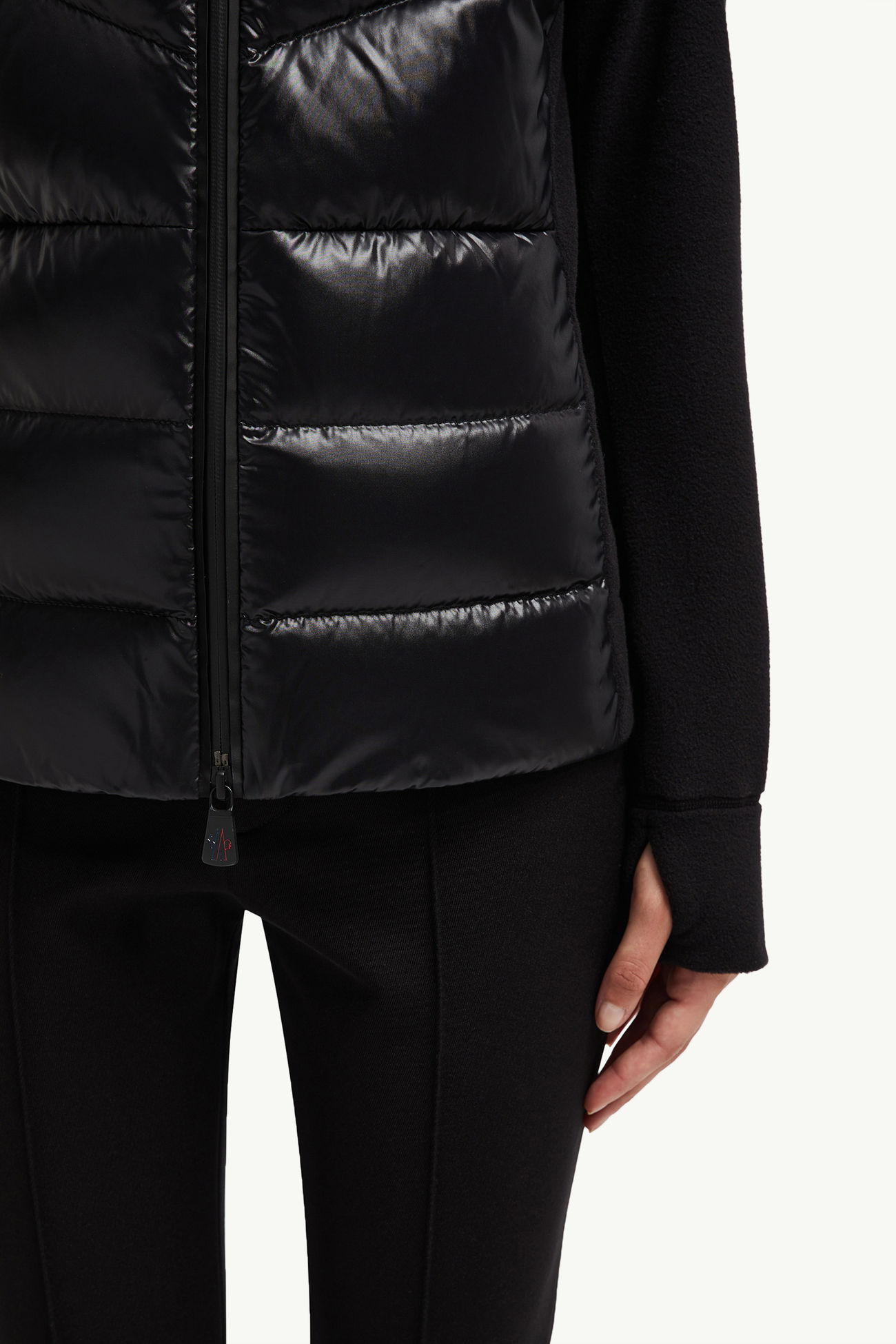 夾層抓毛拉鏈連帽衫 女士 黑色 Moncler 6