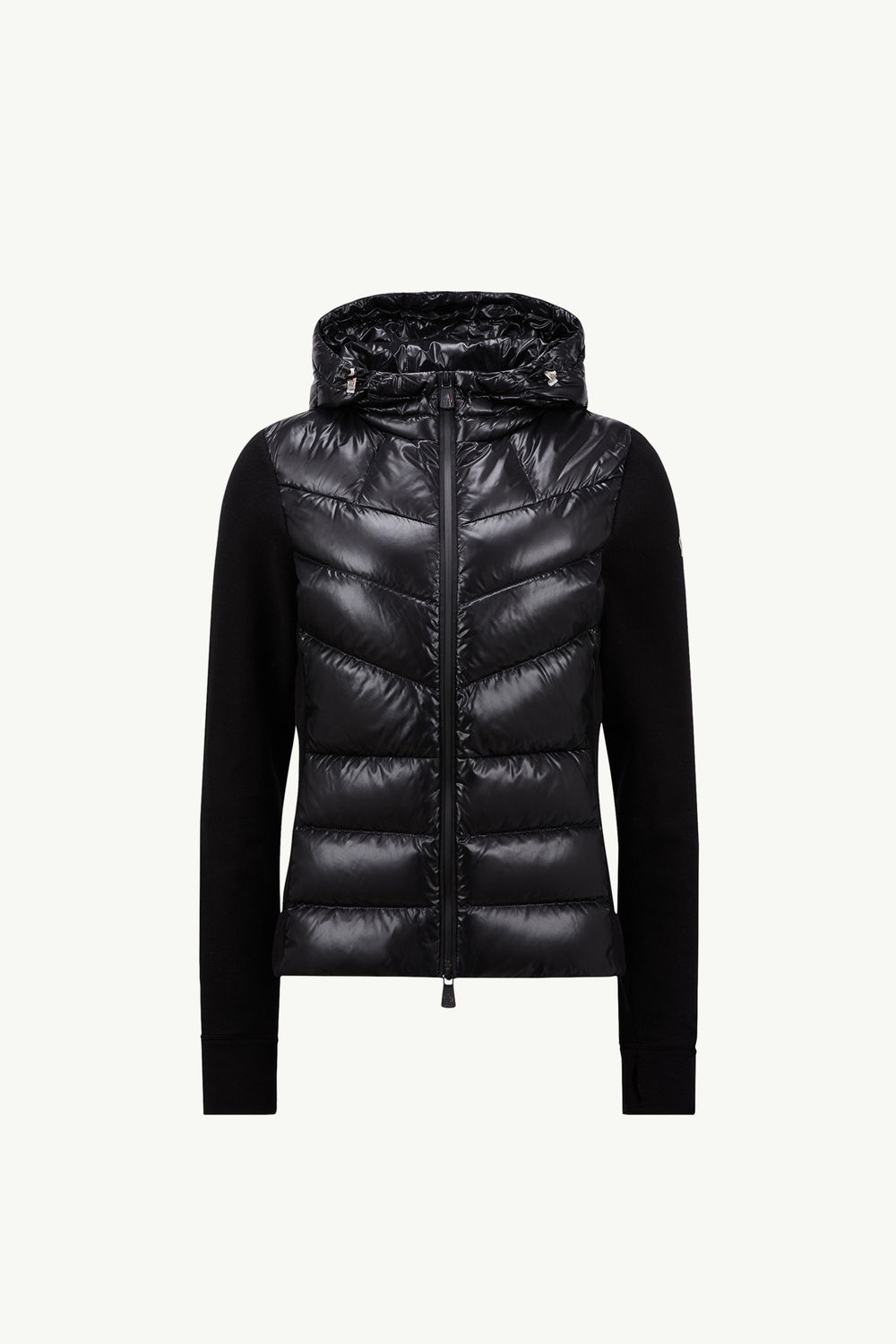 Padded Fleece Zip-Up Hoodie Women Black Moncler 2