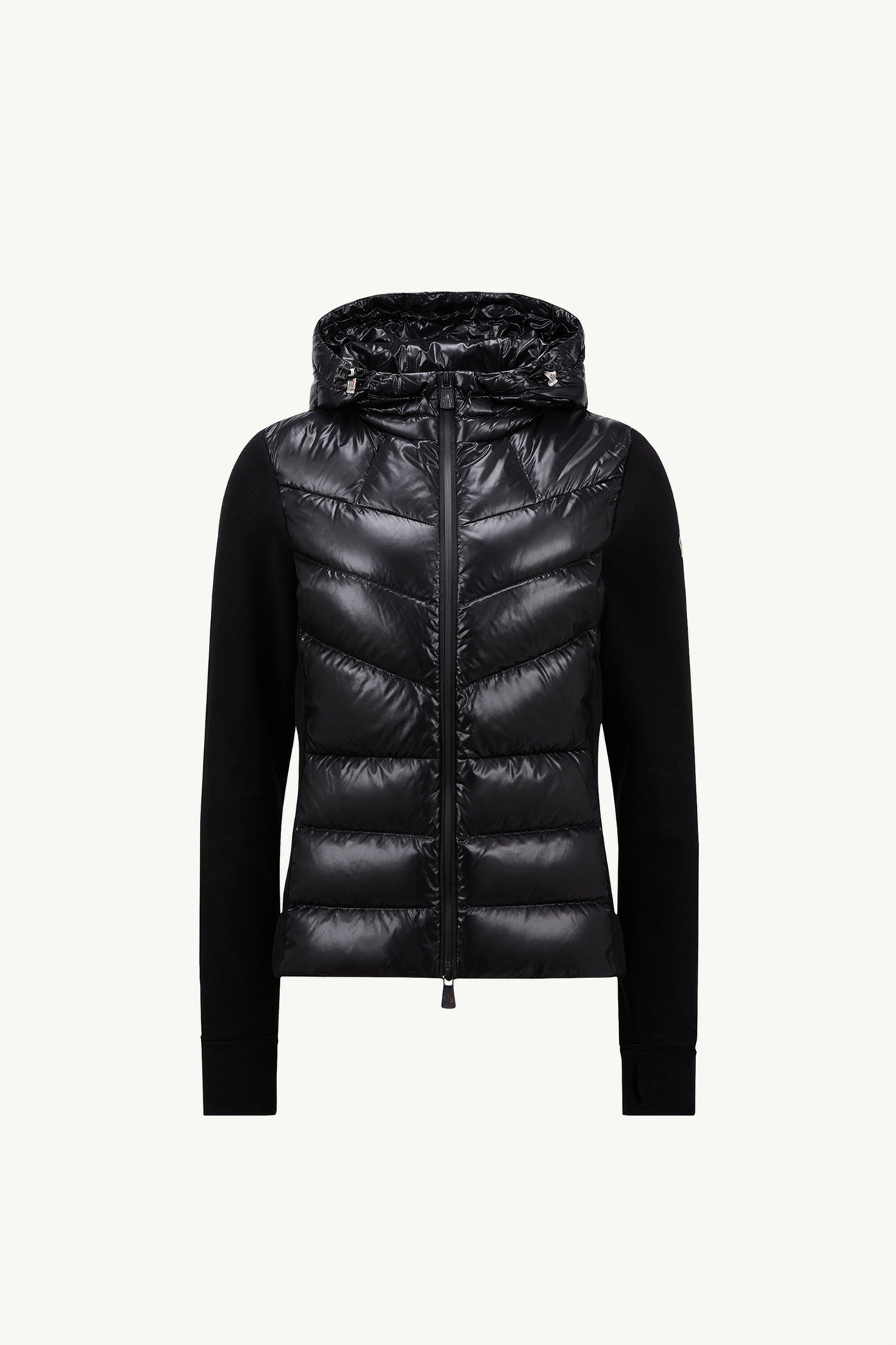 Padded Fleece Zip-Up Hoodie Women Black Moncler 2