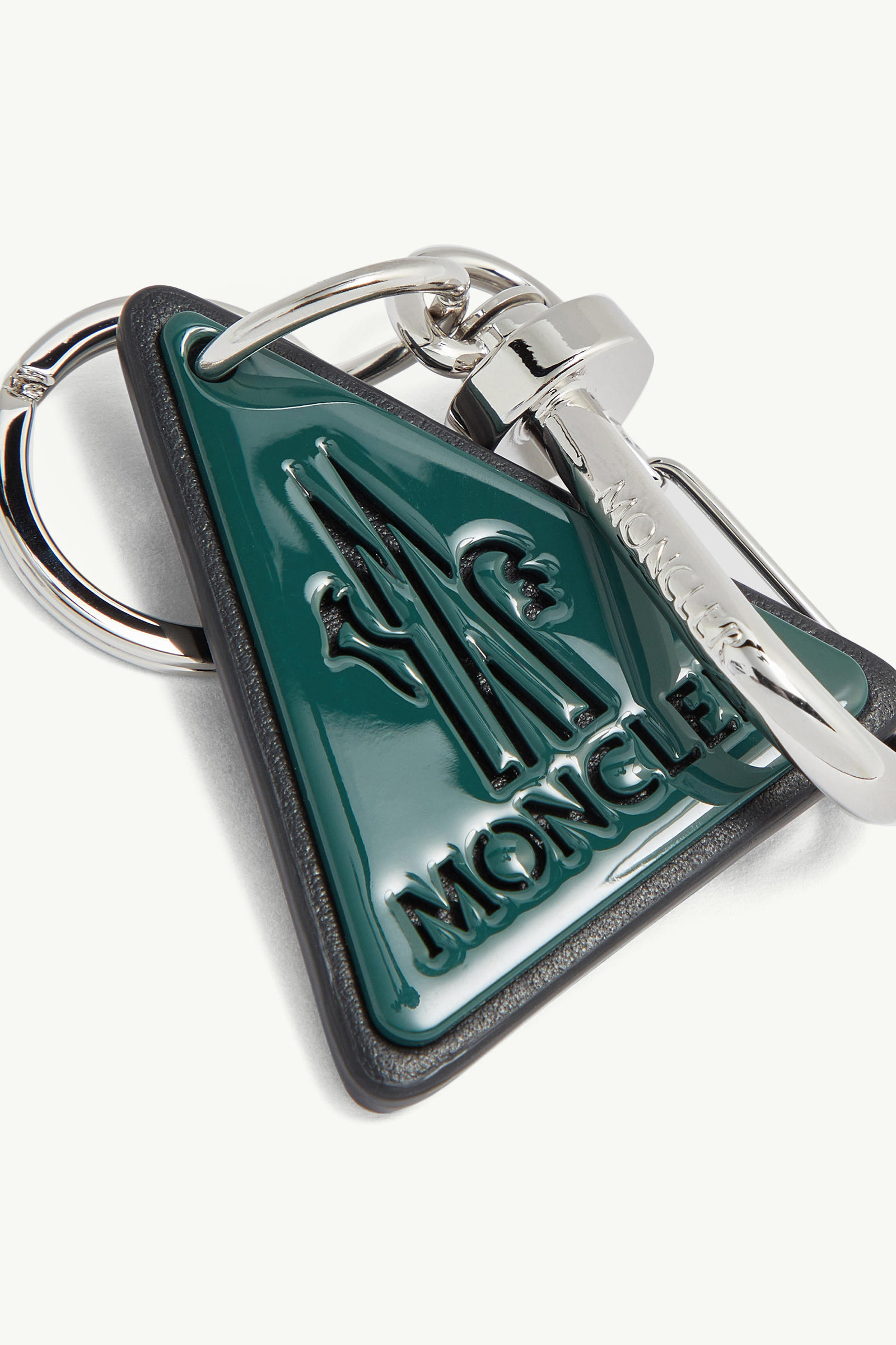Logo Leather Key Ring Men Emerald Green Moncler 2