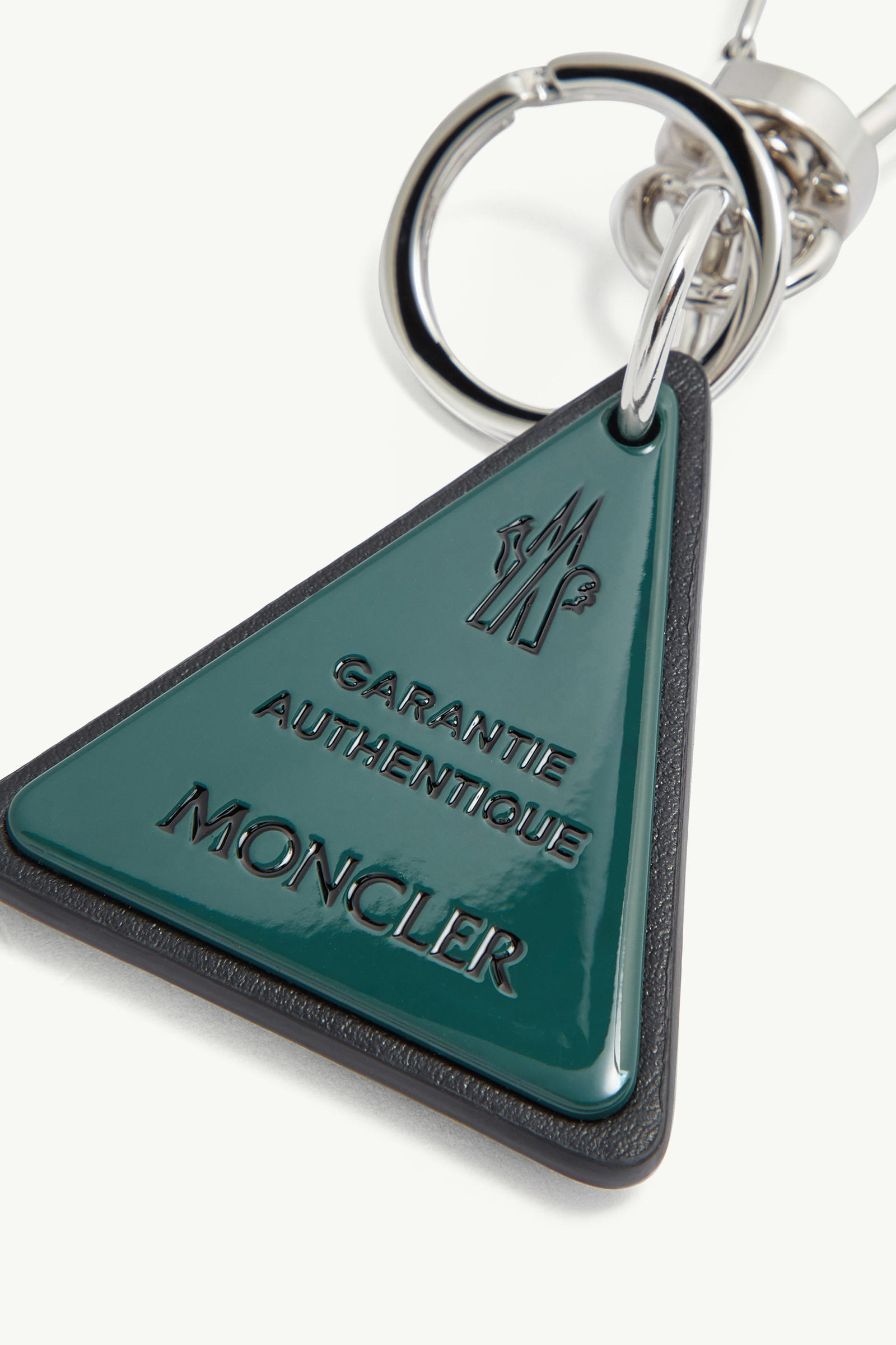 Logo Leather Key Ring Men Emerald Green Moncler 3