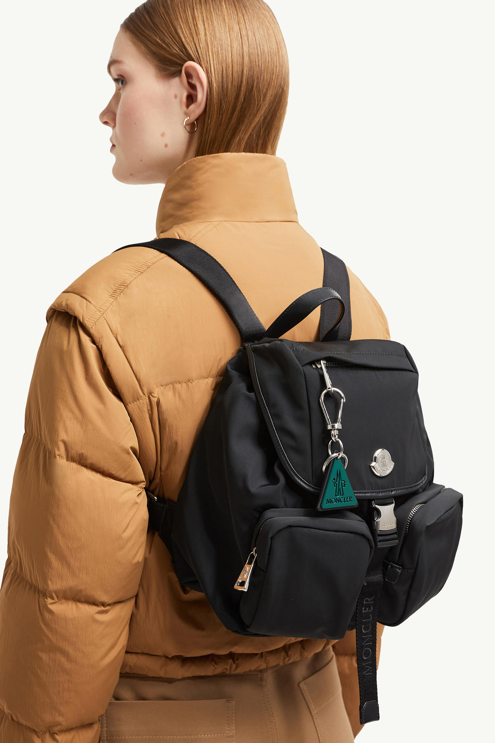 Logo Leather Key Ring Men Emerald Green Moncler 4