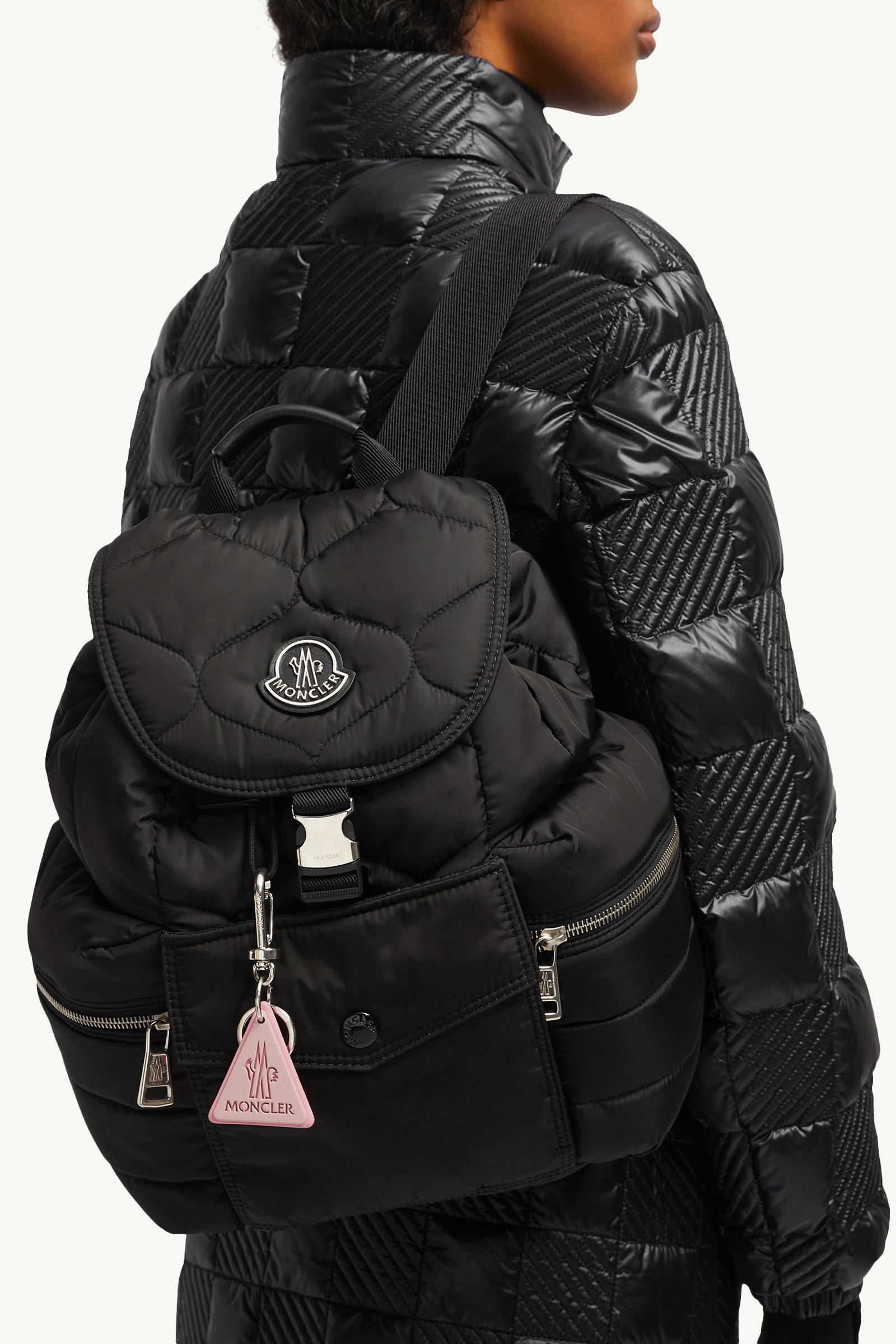 Porte-clés en cuir à logo Femmes Rose Moncler 1